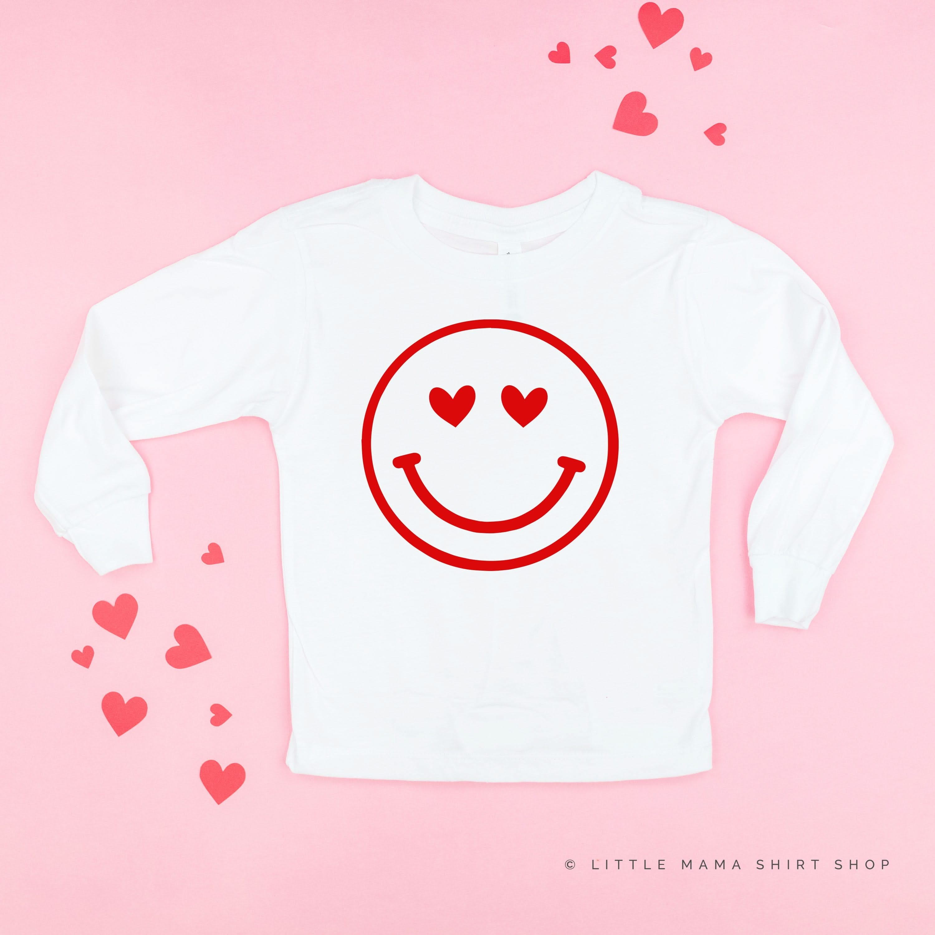 Heart Eyes Smiley Face - Child LONG SLEEVE Tee Little Mama Shirt Shop