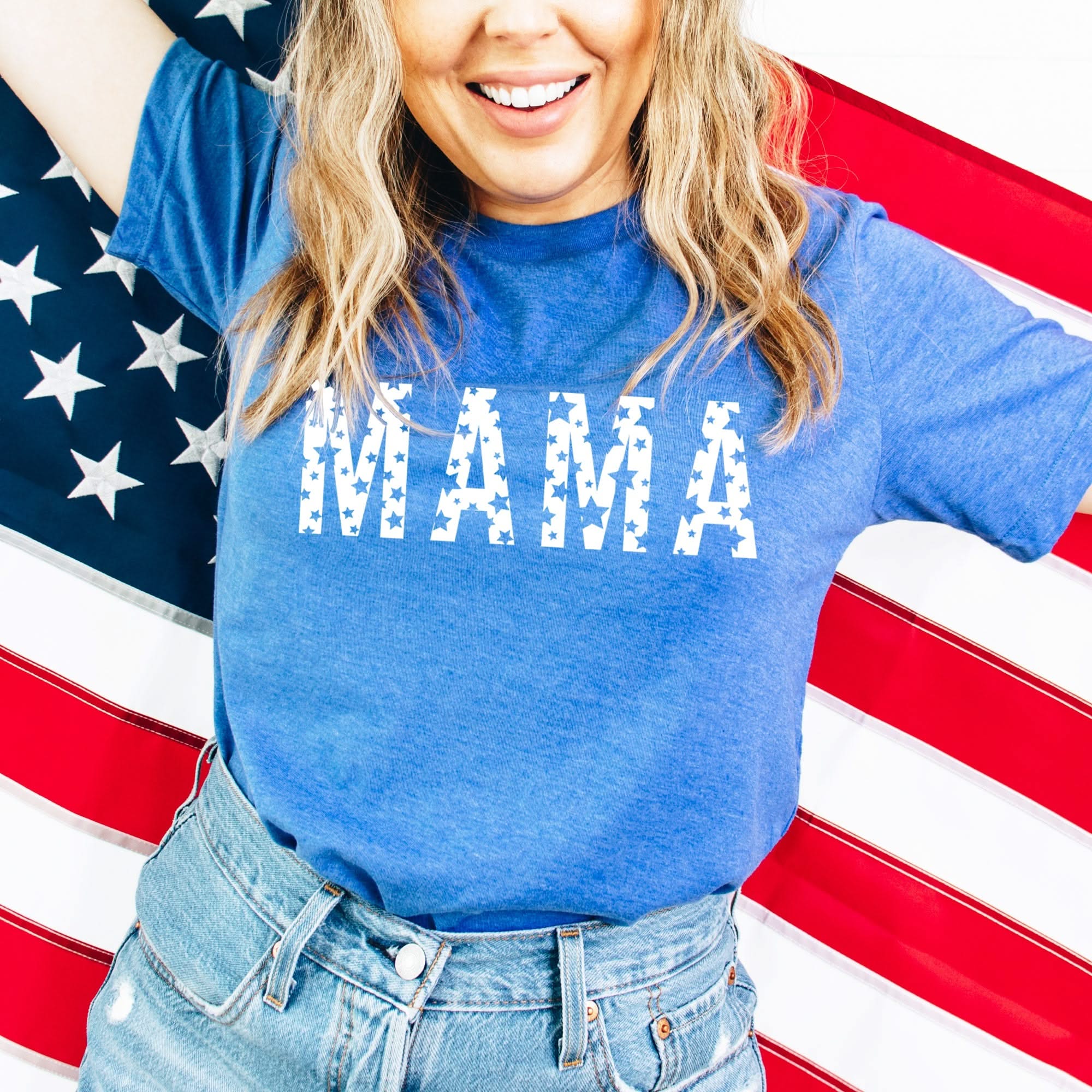 MAMA - STAR PATTERN - Unisex Tee Little Mama Shirt Shop