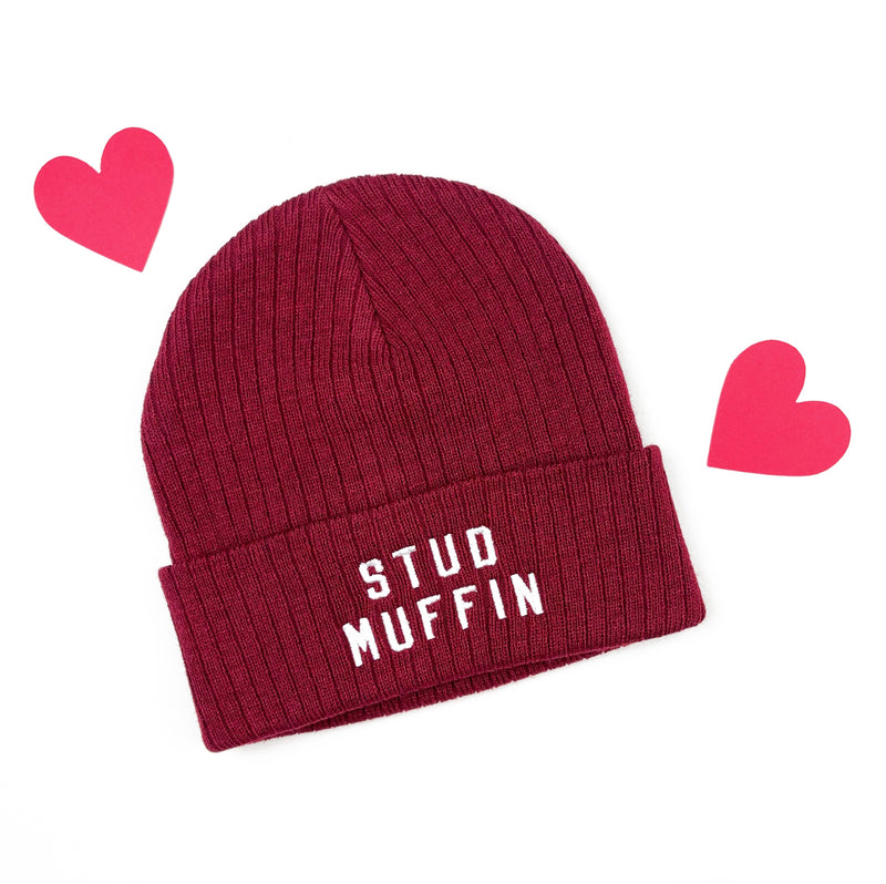 Ribbed Beanie - STUD MUFFIN - Maroon