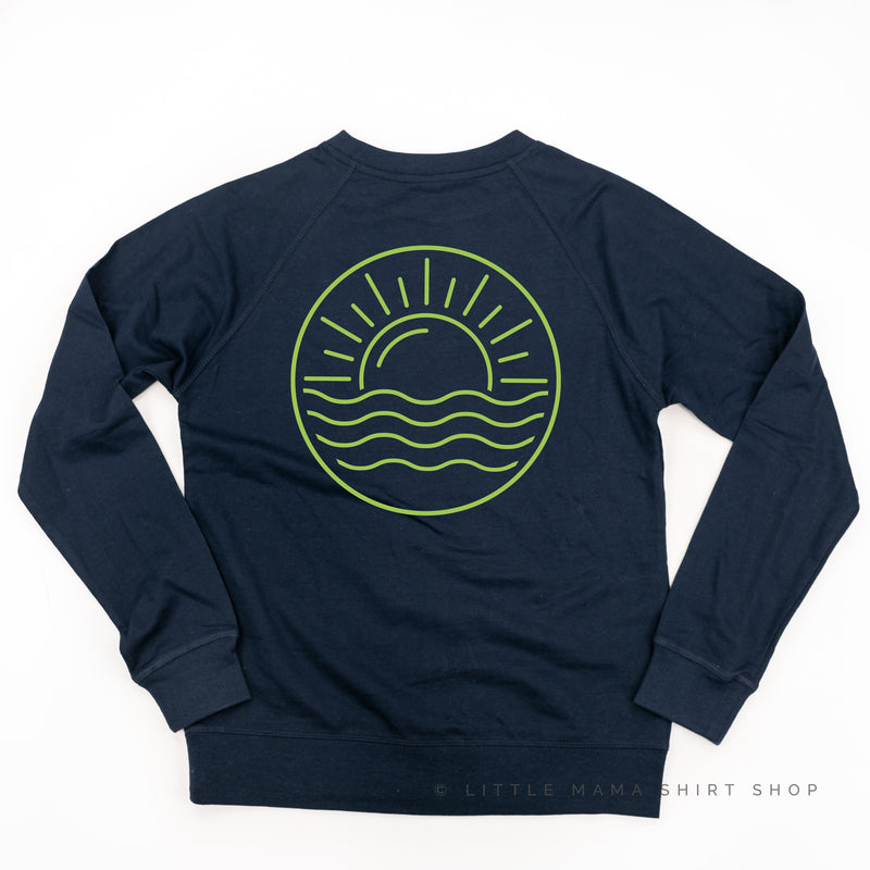 BEACH BUM DESIGN FRONT / OCEAN SUNSET BACK  - Lightweight Pullover Sweater