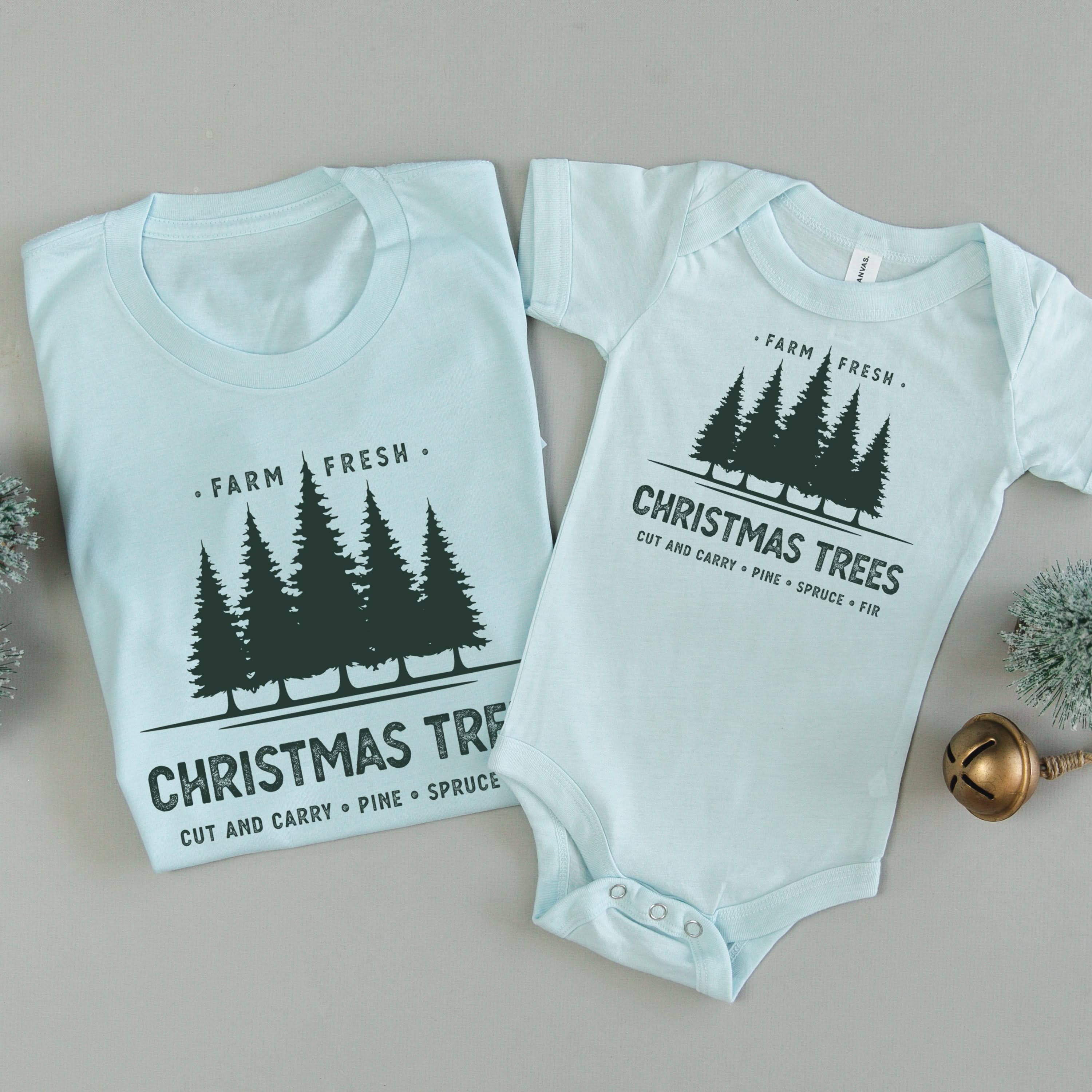 Farm Fresh Christmas Trees - Set of 2 Unisex Tees Little Mama Shirt Shop