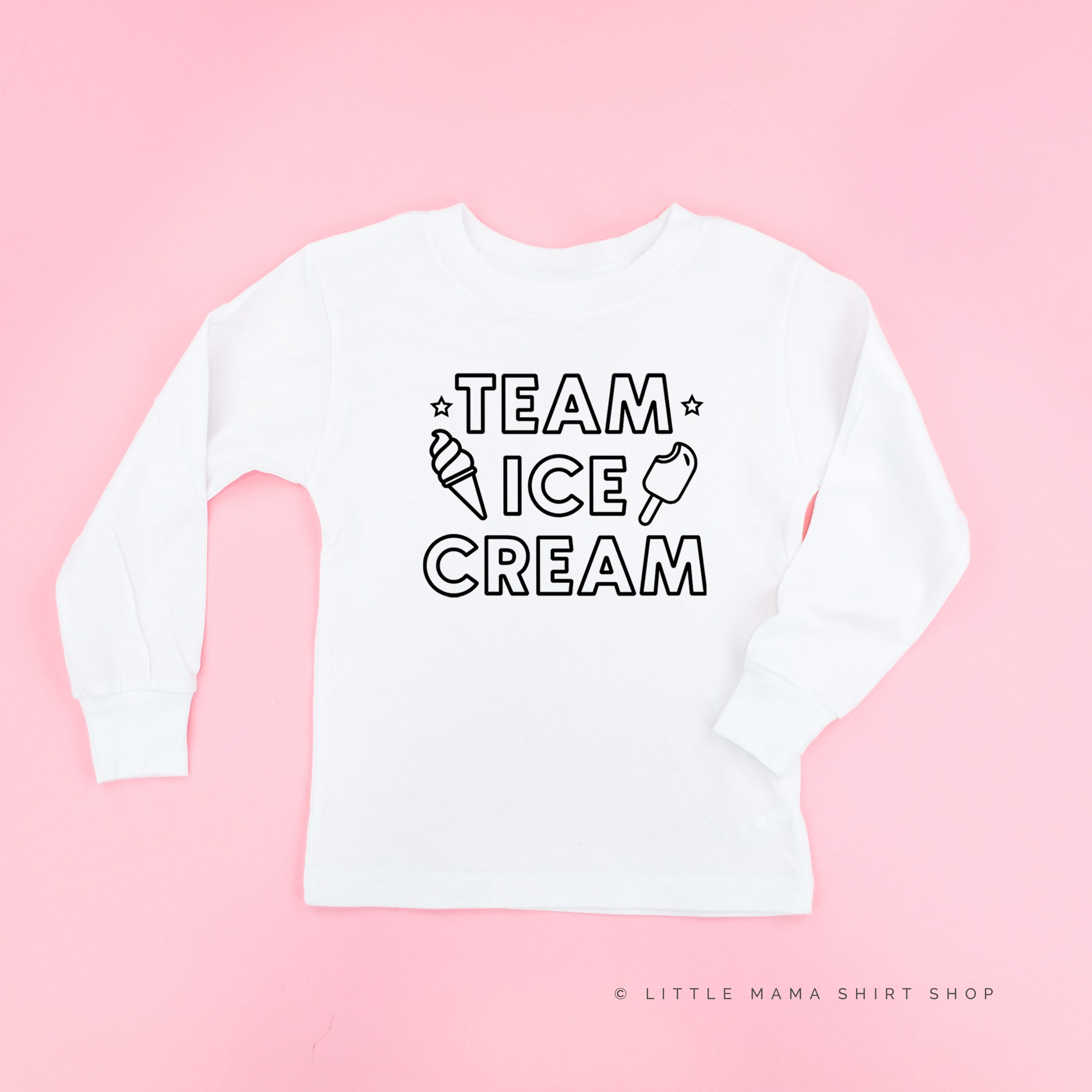 Team Ice Cream - Single Cone on Back - Child Long Sleeve Tee
