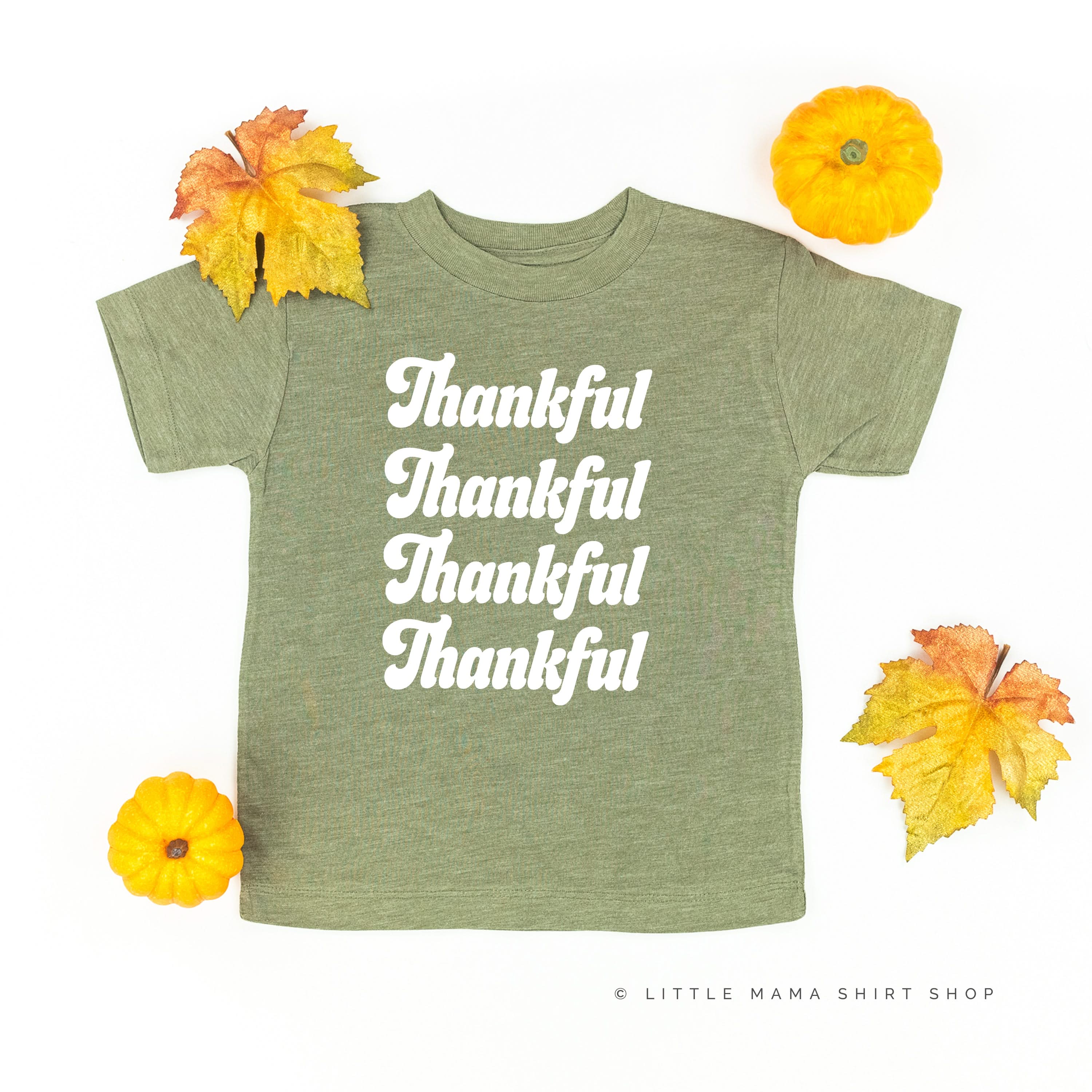 Thankful (x4) - Short Sleeve Child Shirt Little Mama Shirt Shop