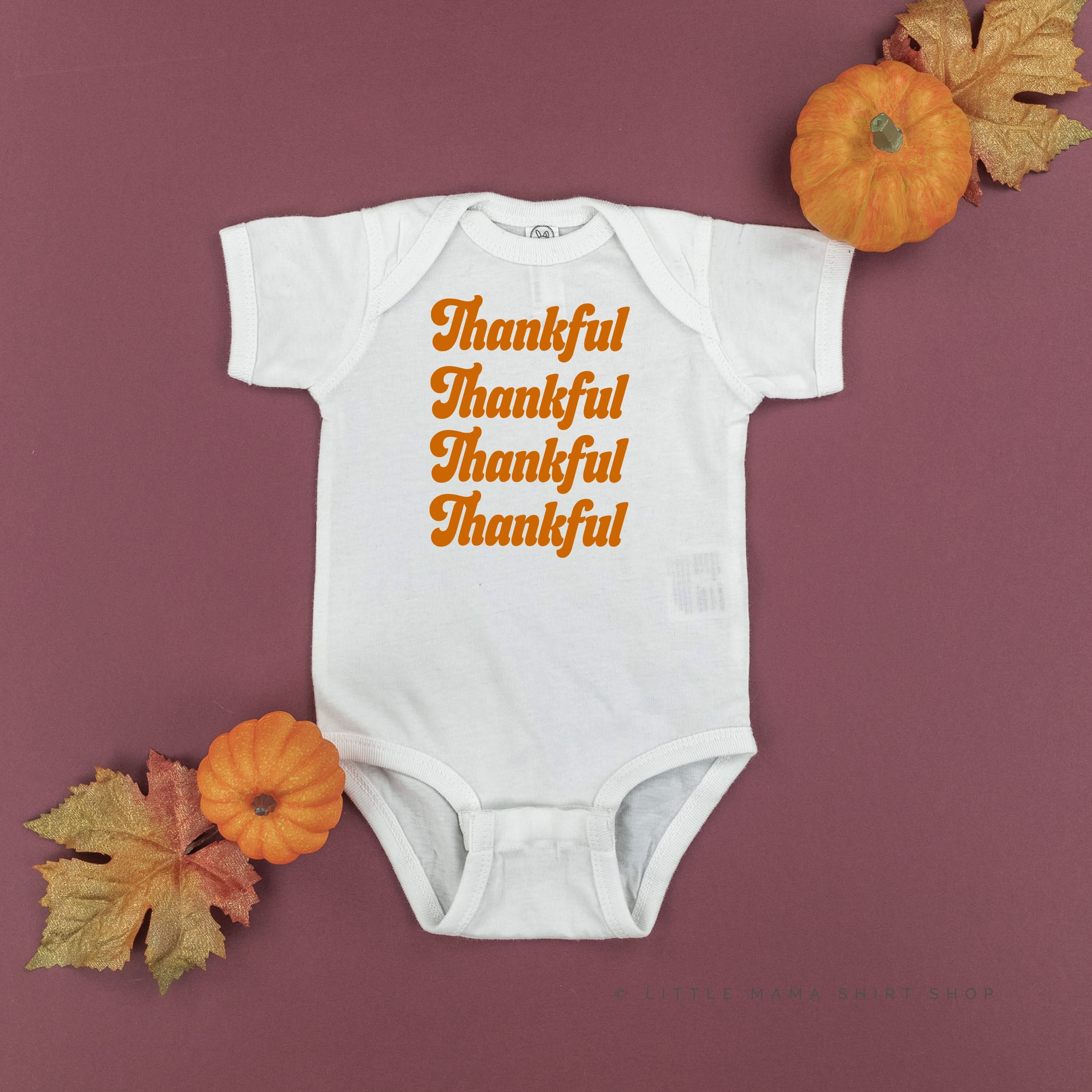 Thankful (x4) - Short Sleeve Child Shirt Little Mama Shirt Shop