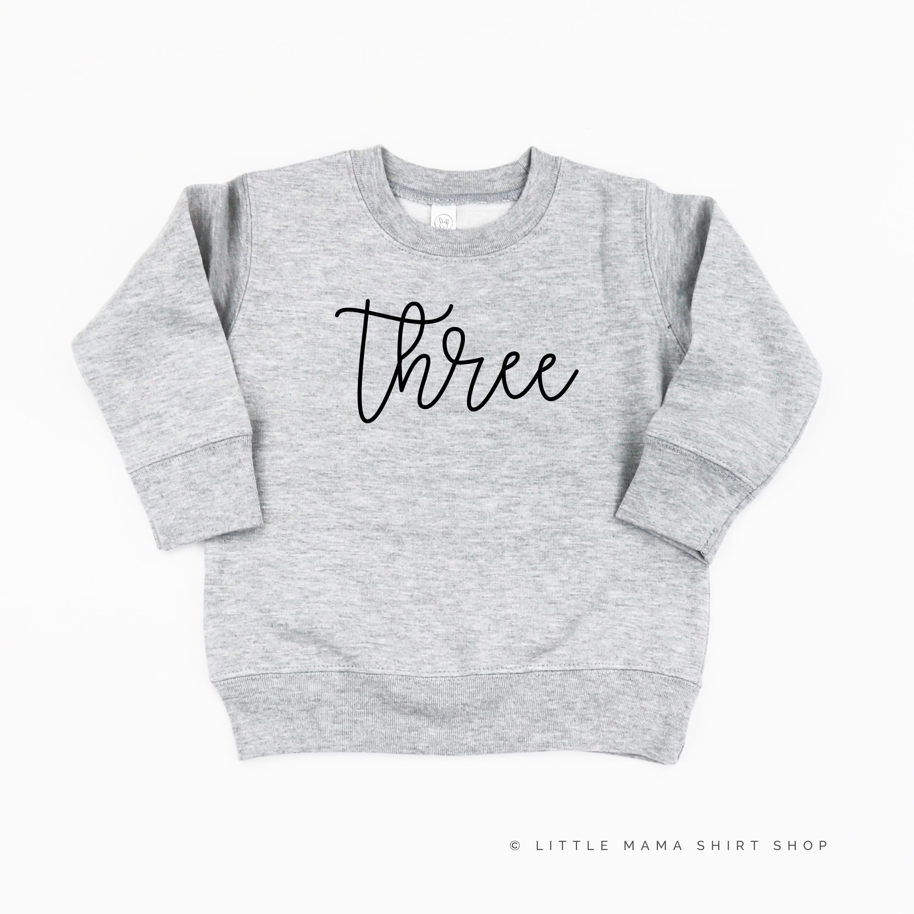BIRTHDAY NUMBER - NEW CURSIVE - Child Sweater Little Mama Shirt Shop