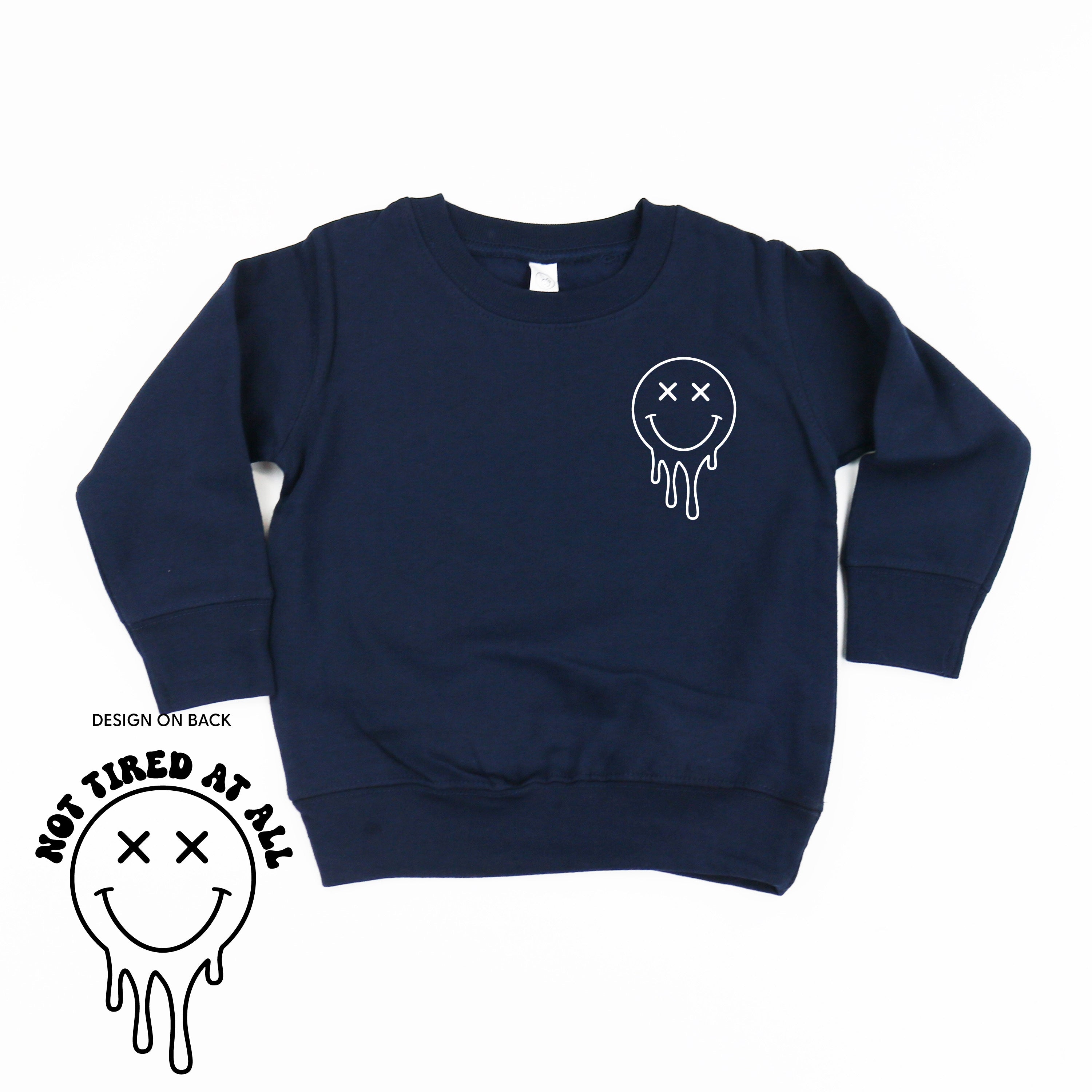 Not Tired At All (w/ Melty X Eye Smiley) - Child Sweater Little Mama Shirt Shop