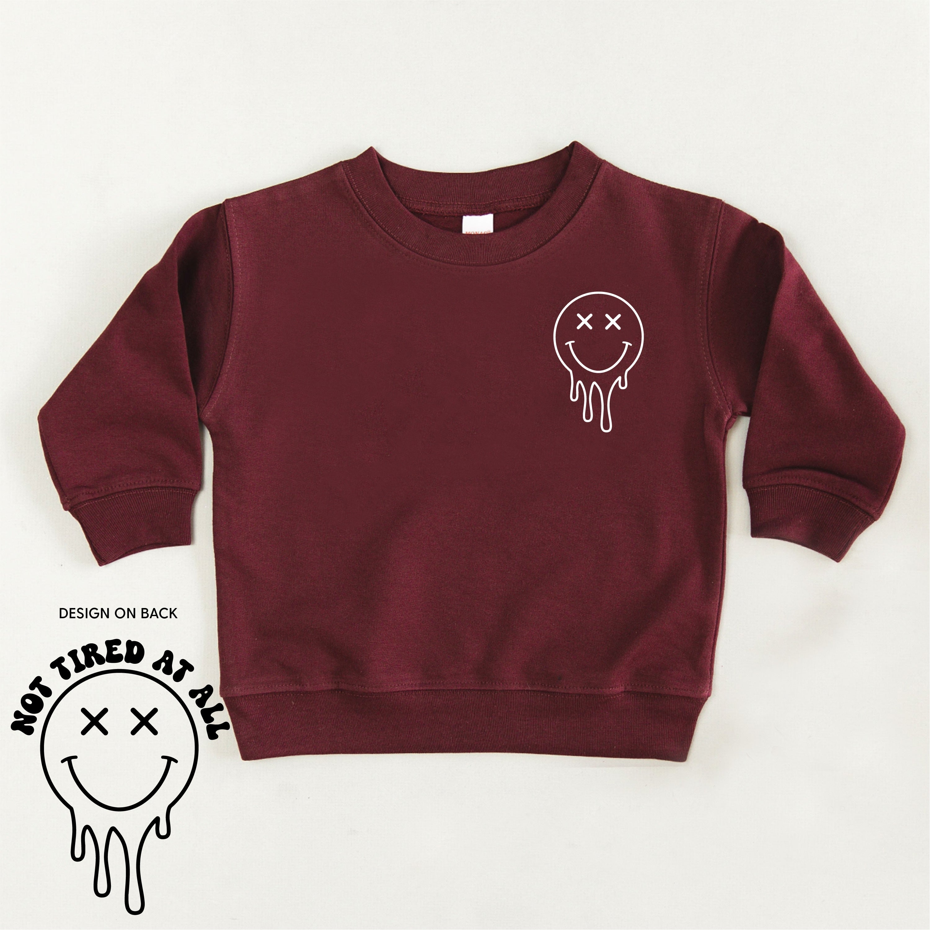 Not Tired At All (w/ Melty X Eye Smiley) - Child Sweater Little Mama Shirt Shop