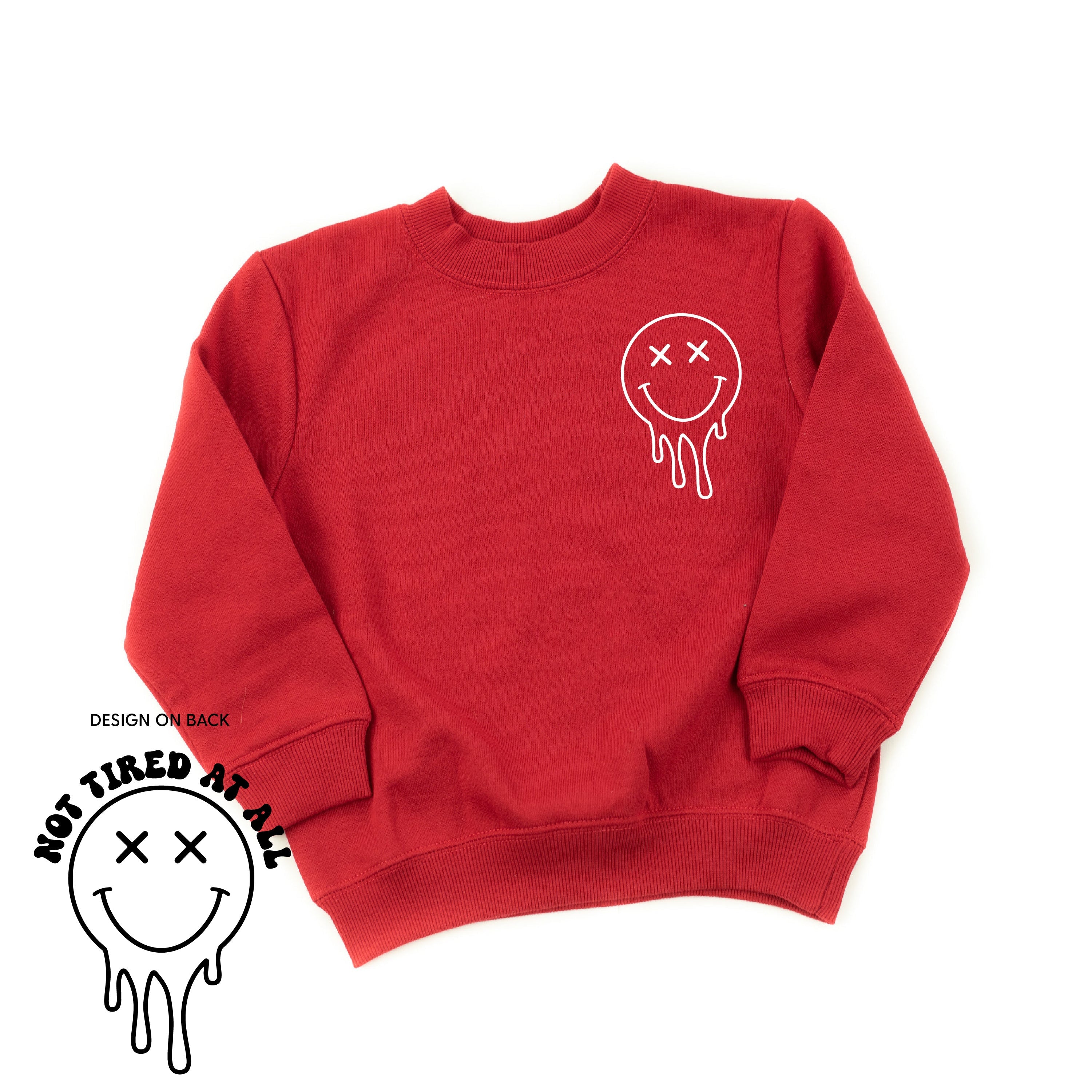 Not Tired At All (w/ Melty X Eye Smiley) - Child Sweater Little Mama Shirt Shop
