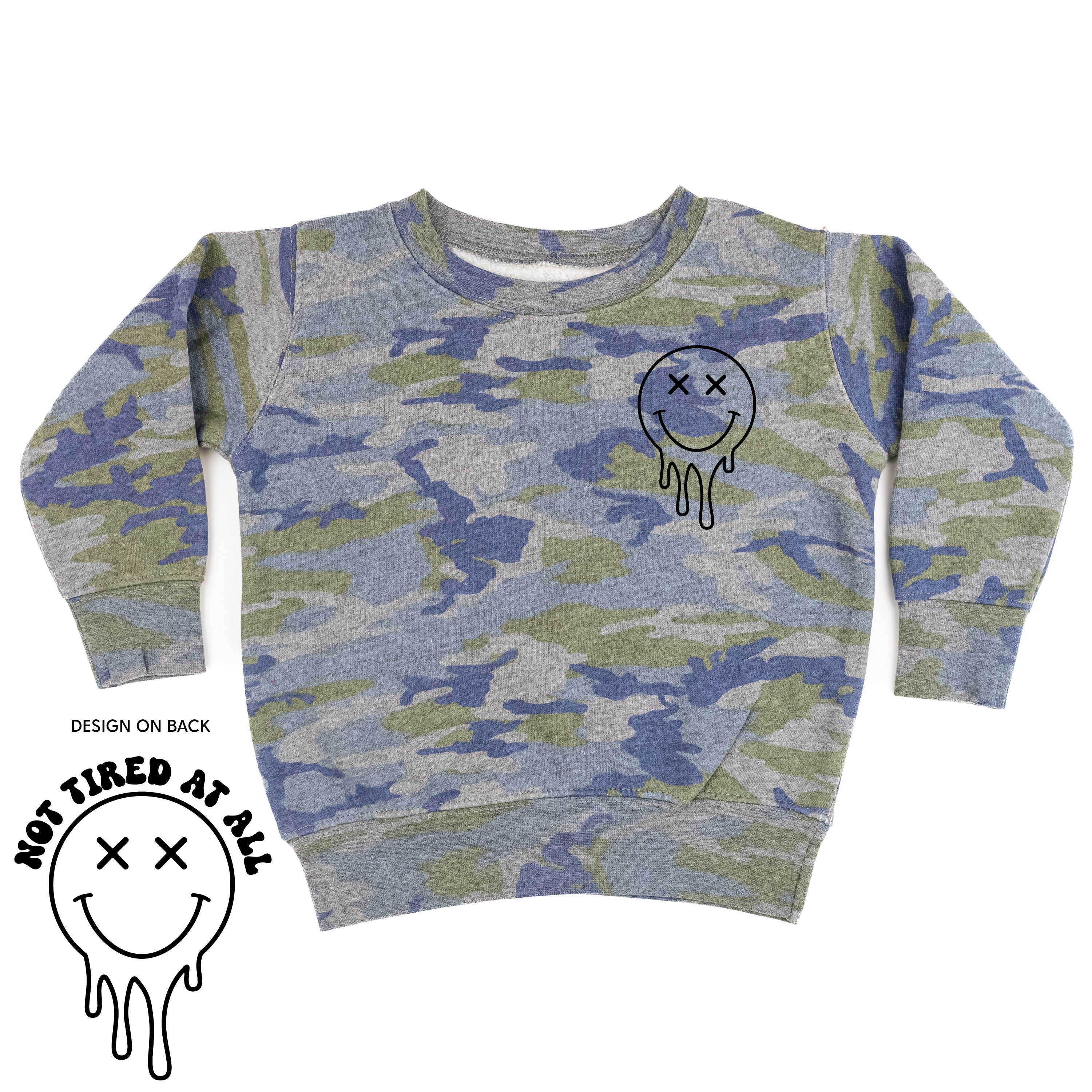 Not Tired At All (w/ Melty X Eye Smiley) - Child Sweater Little Mama Shirt Shop