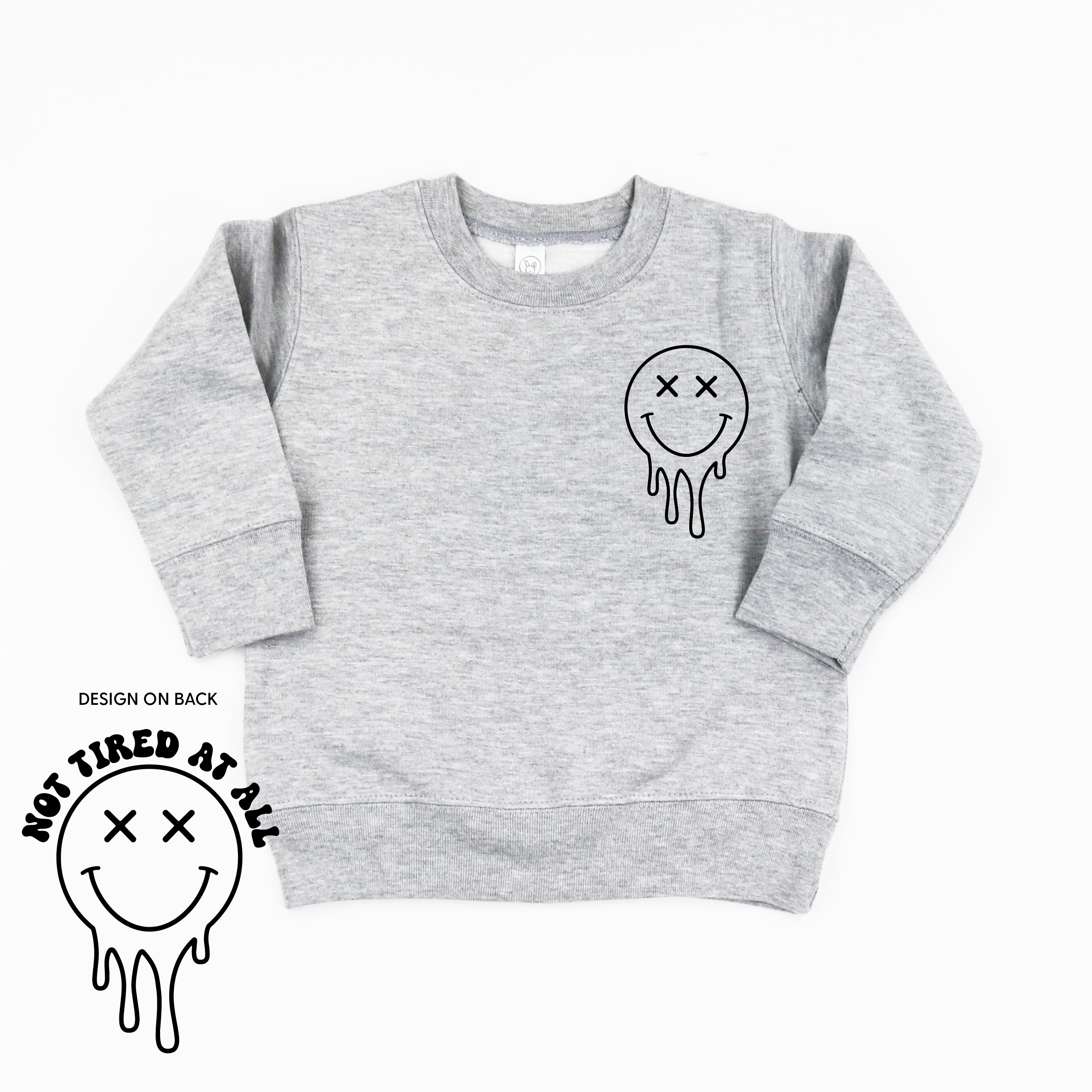 Not Tired At All (w/ Melty X Eye Smiley) - Child Sweater Little Mama Shirt Shop