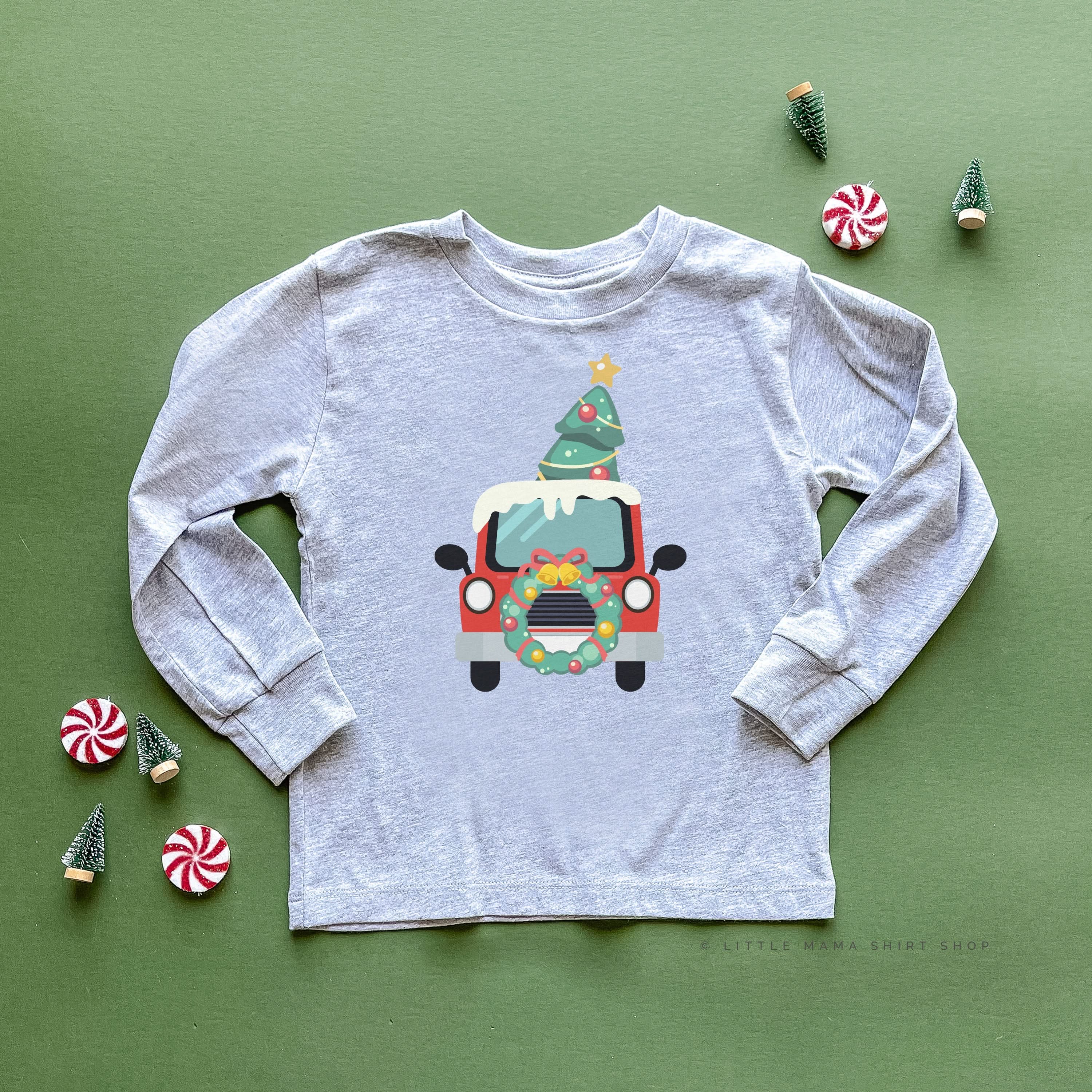 Vintage Christmas Truck - Child LONG SLEEVE Tee Little Mama Shirt Shop