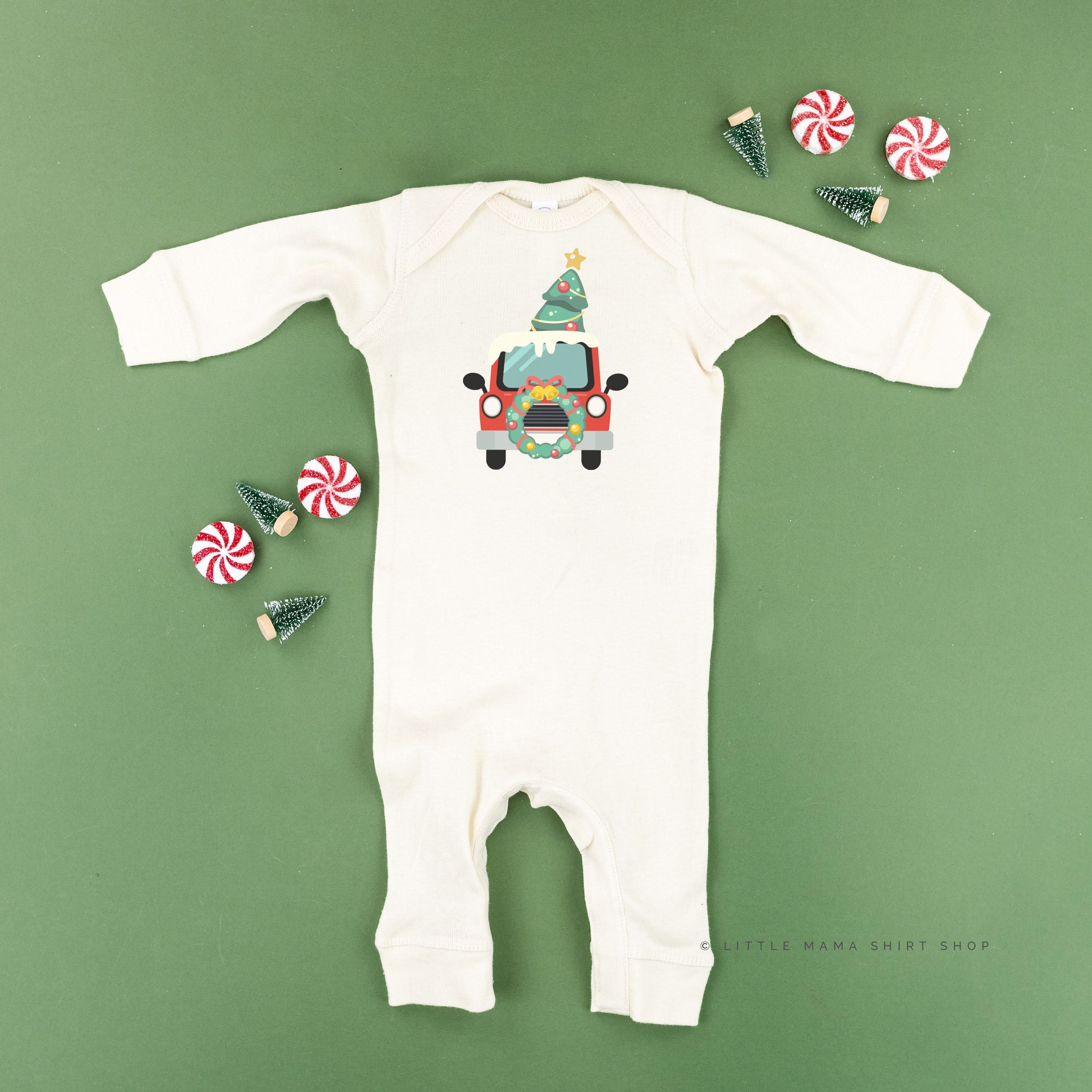 Vintage Christmas Truck - Baby Sleeper Little Mama Shirt Shop