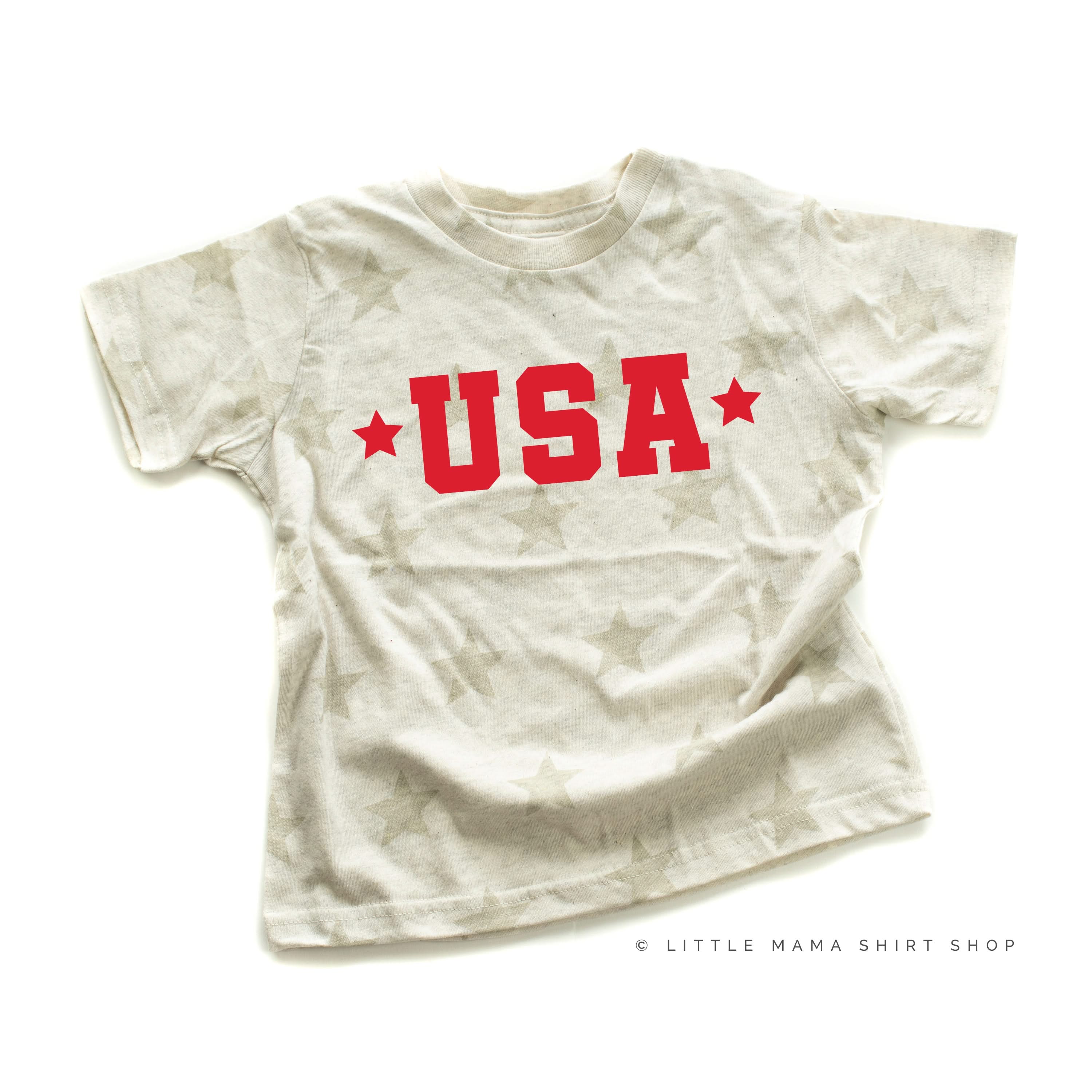 USA (Block Font - Two Stars) - Child STAR Tee – Little Mama Shirt