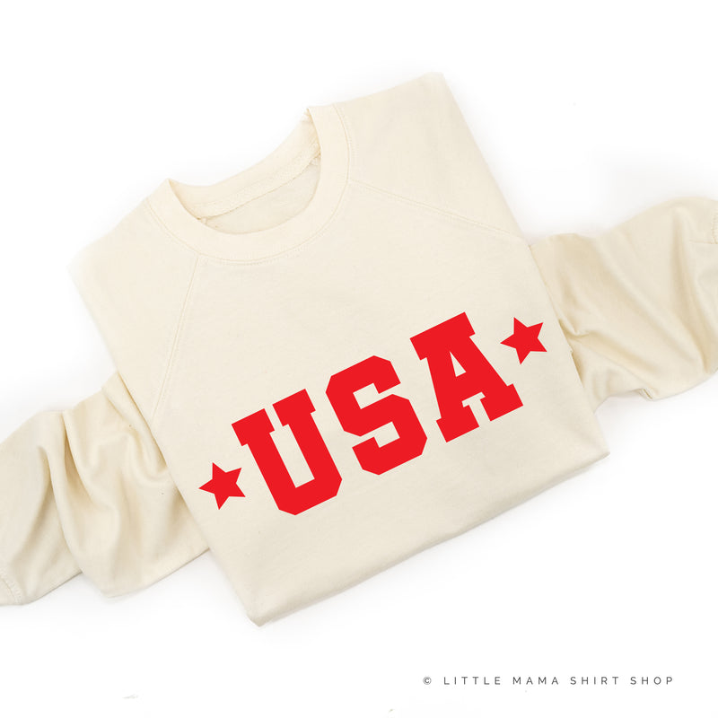 USA (Block Font - Two Stars) - Lightweight Pullover Sweater
