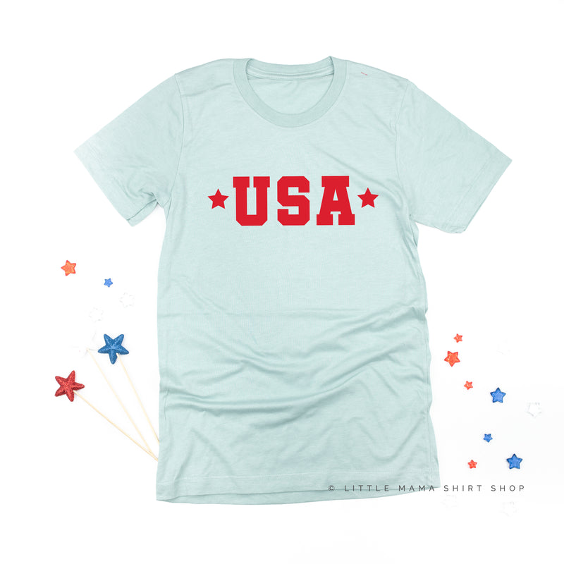 USA (Block Font - Two Stars) - Unisex Tee