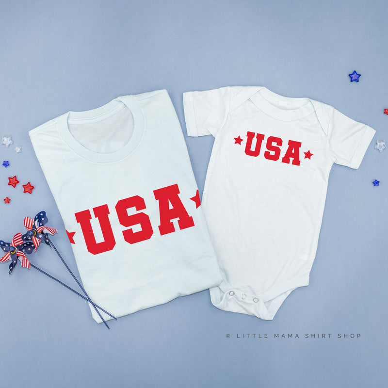 USA (Block Font - Two Stars) - Set of 2 Shirts