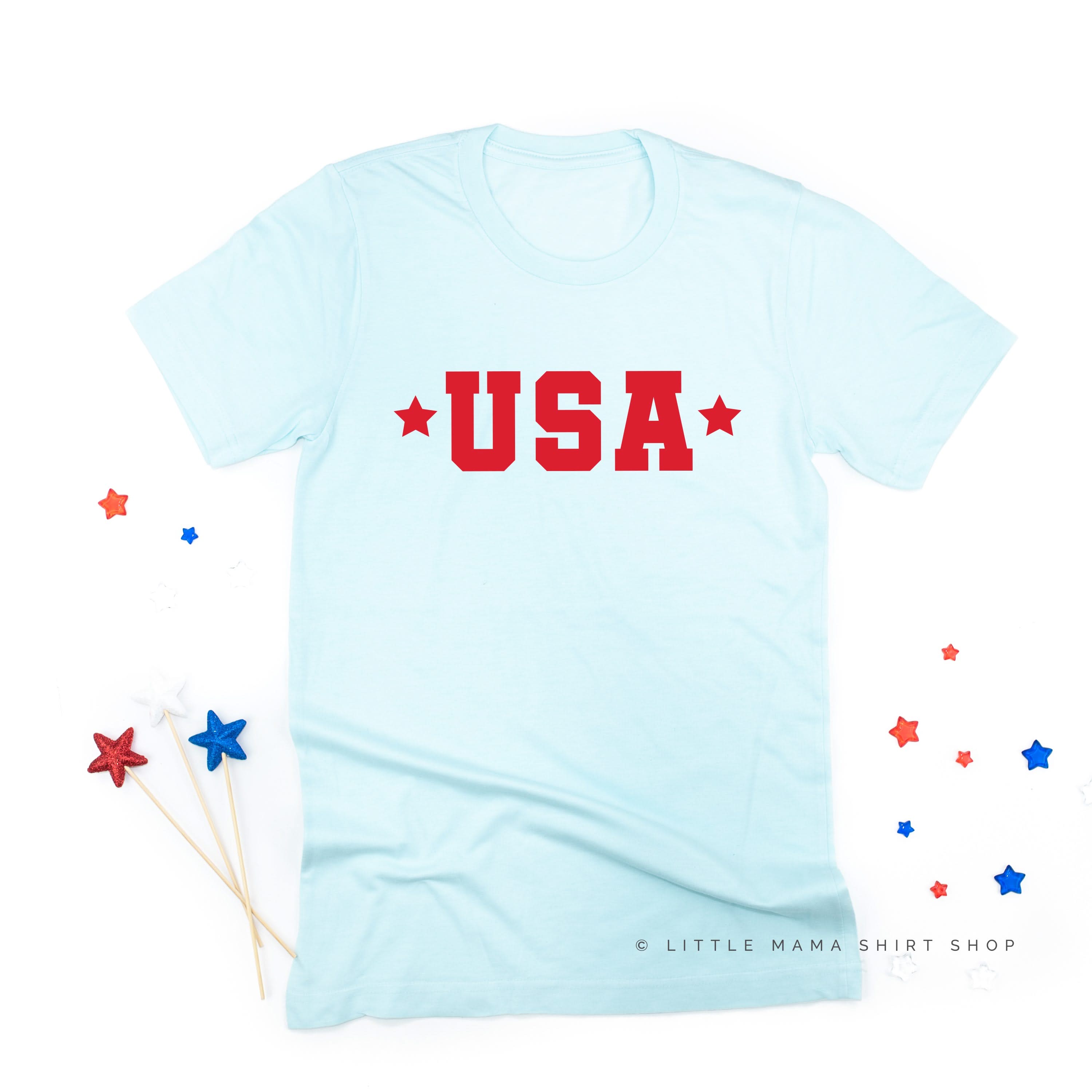 USA (Block Font - Two Stars) - Unisex Tee
