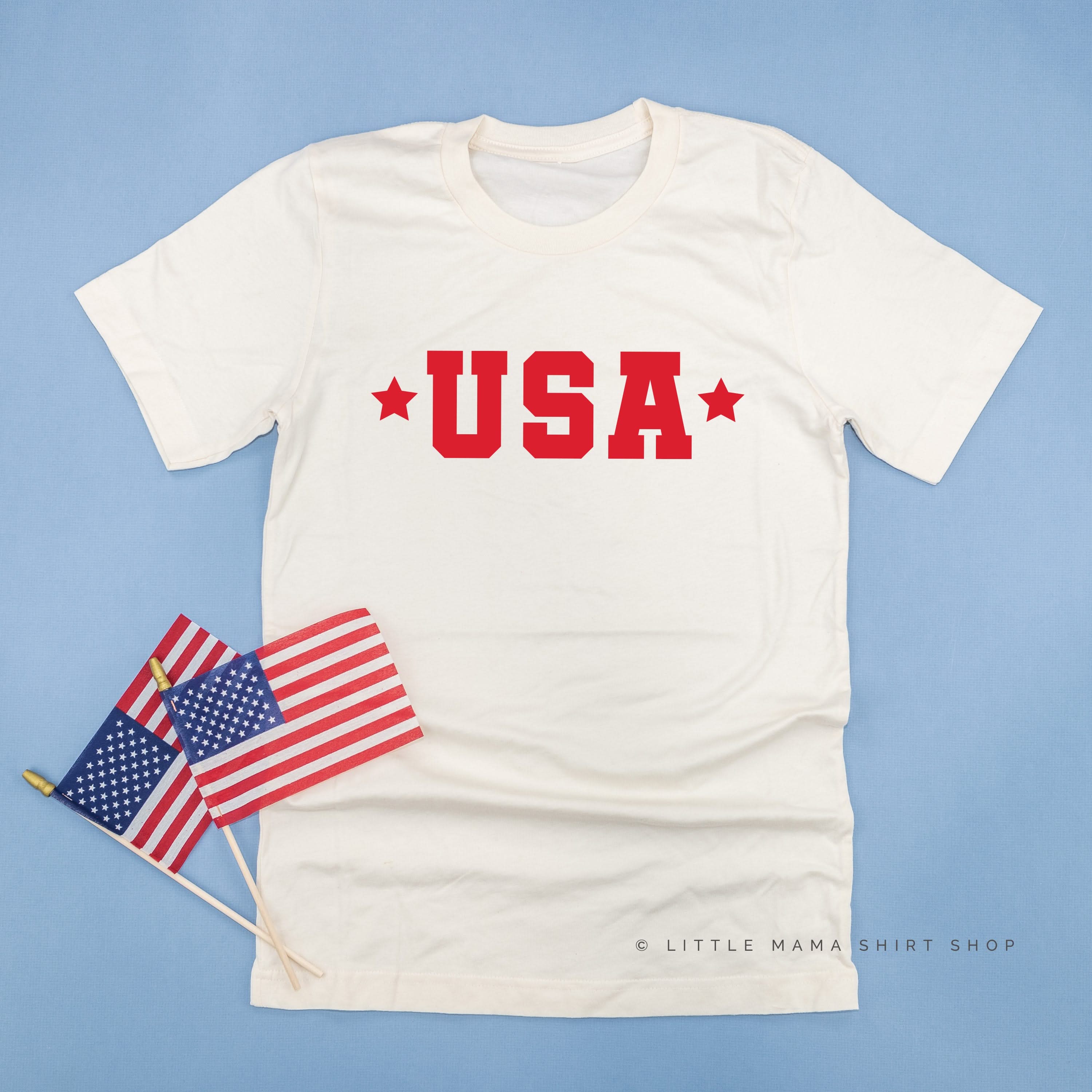 USA (Block Font - Two Stars) - Unisex Tee