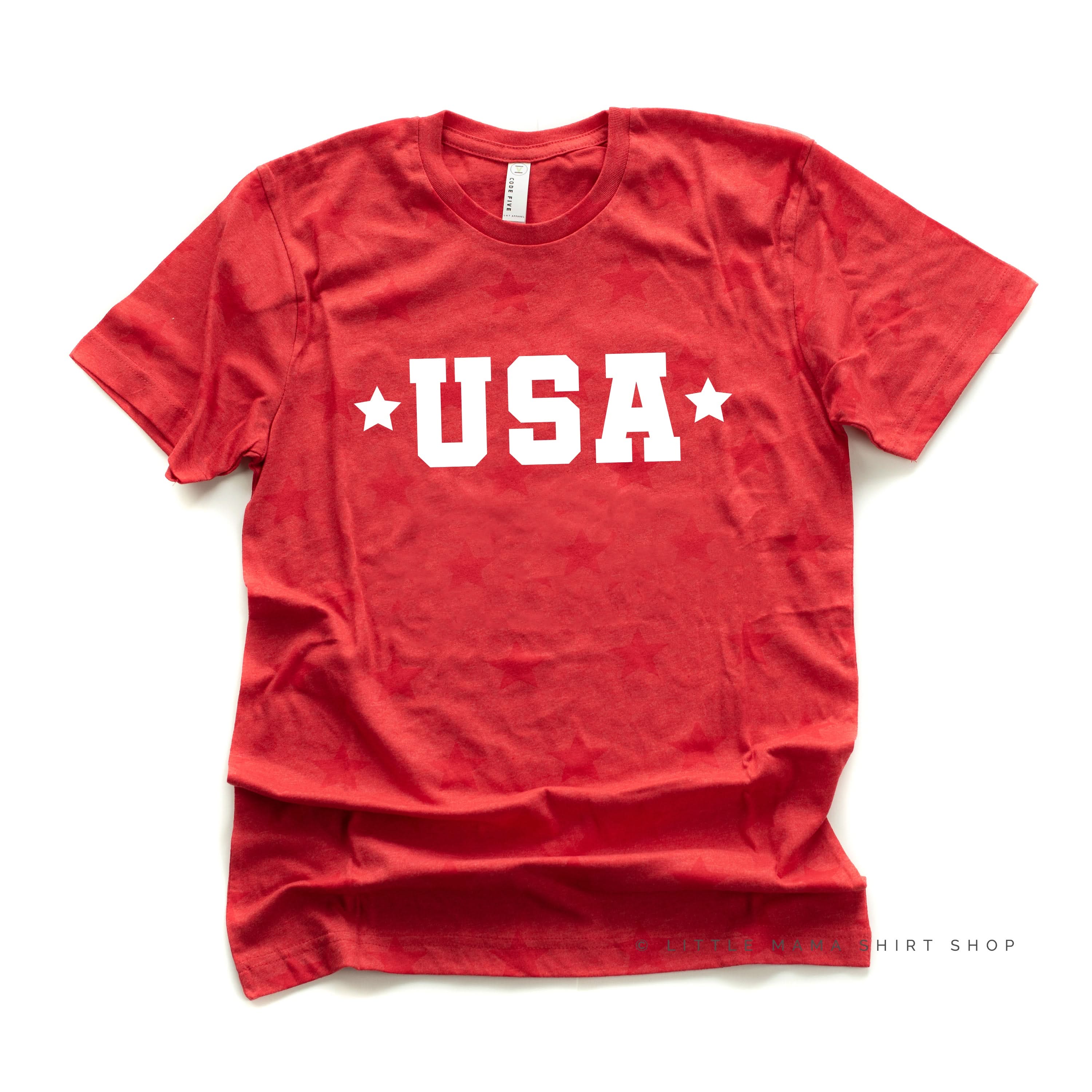USA (Block Font - Two Stars) - Unisex STAR Tee