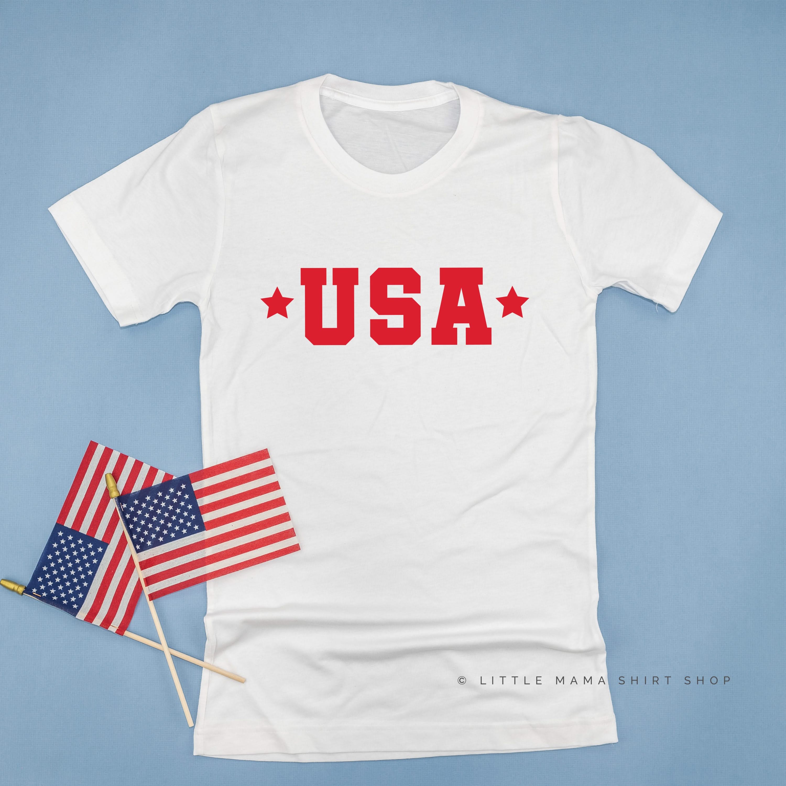 USA (Block Font - Two Stars) - Unisex Tee