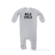 WILD CHILD - Block Font - One Piece Baby Sleeper Little Mama Shirt Shop