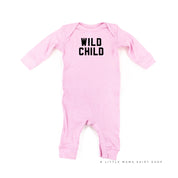 WILD CHILD - Block Font - One Piece Baby Sleeper Little Mama Shirt Shop
