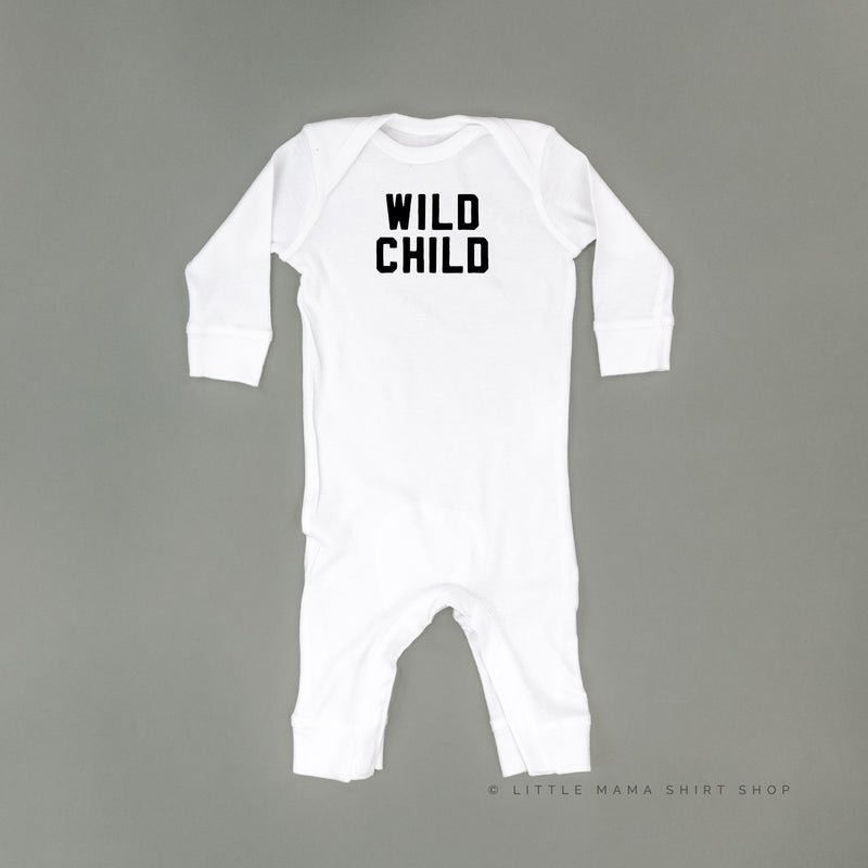 WILD CHILD - Block Font - One Piece Baby Sleeper