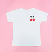 Pocket Fruit (Front) w/ Group of Smiley Fruit (Back) - Short Sleeve Child Tee Little Mama Shirt Shop