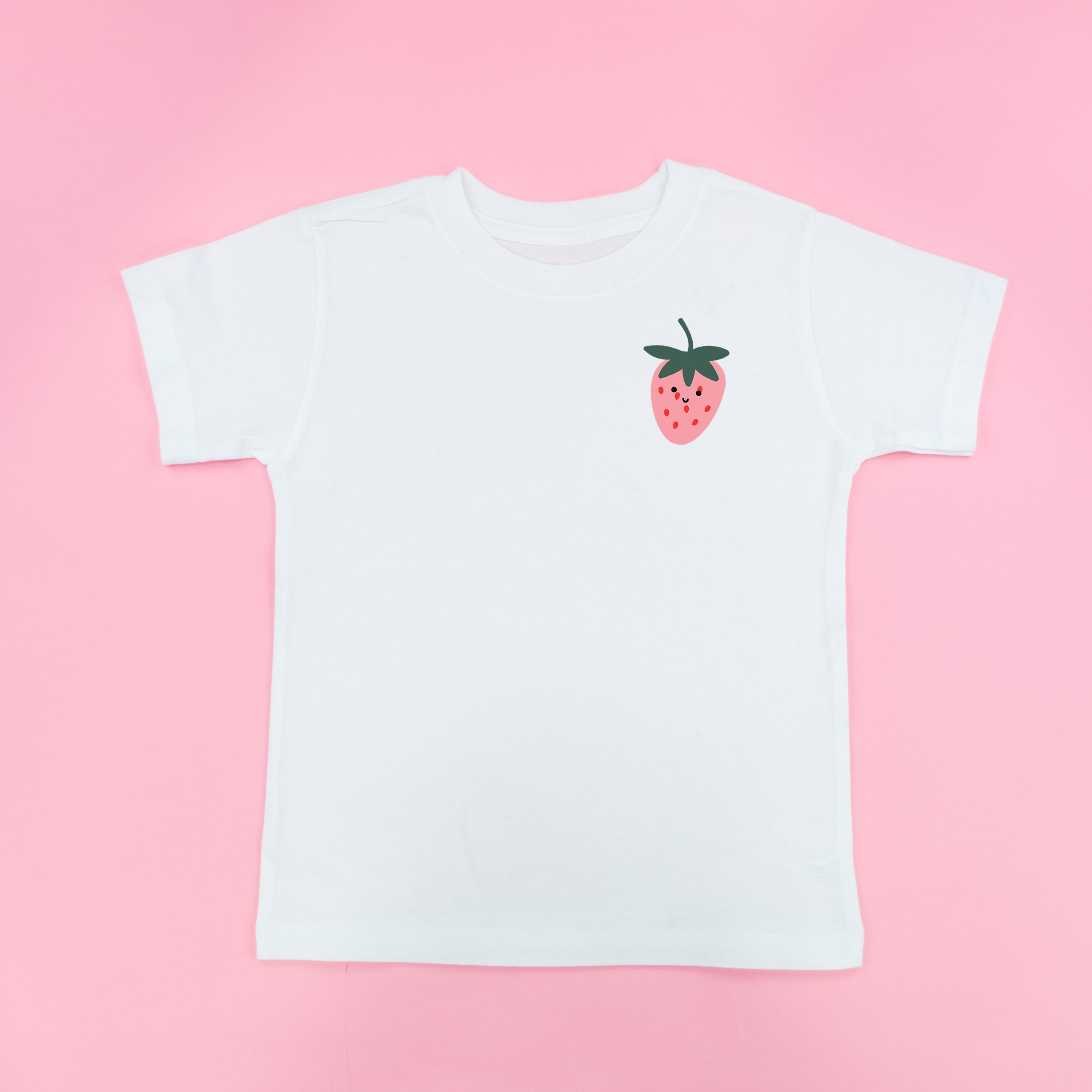 Pocket Fruit (Front) w/ Group of Smiley Fruit (Back) - Short Sleeve Child Tee Little Mama Shirt Shop