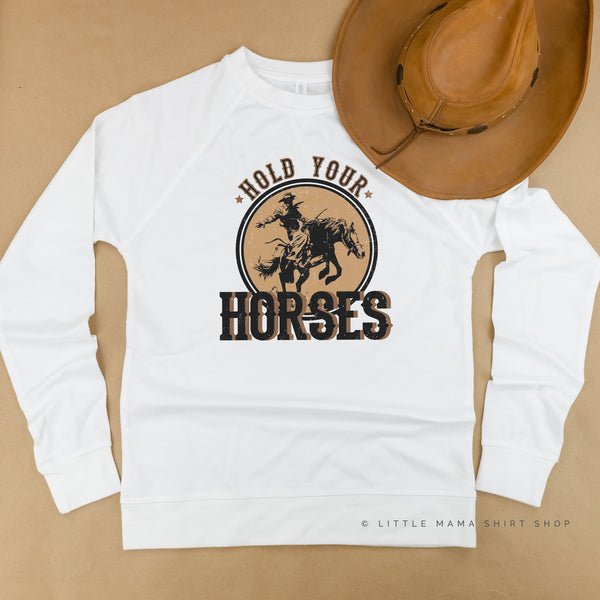 Hold Your Horses - Distressed Design - Lightweight Pullover Sweater
