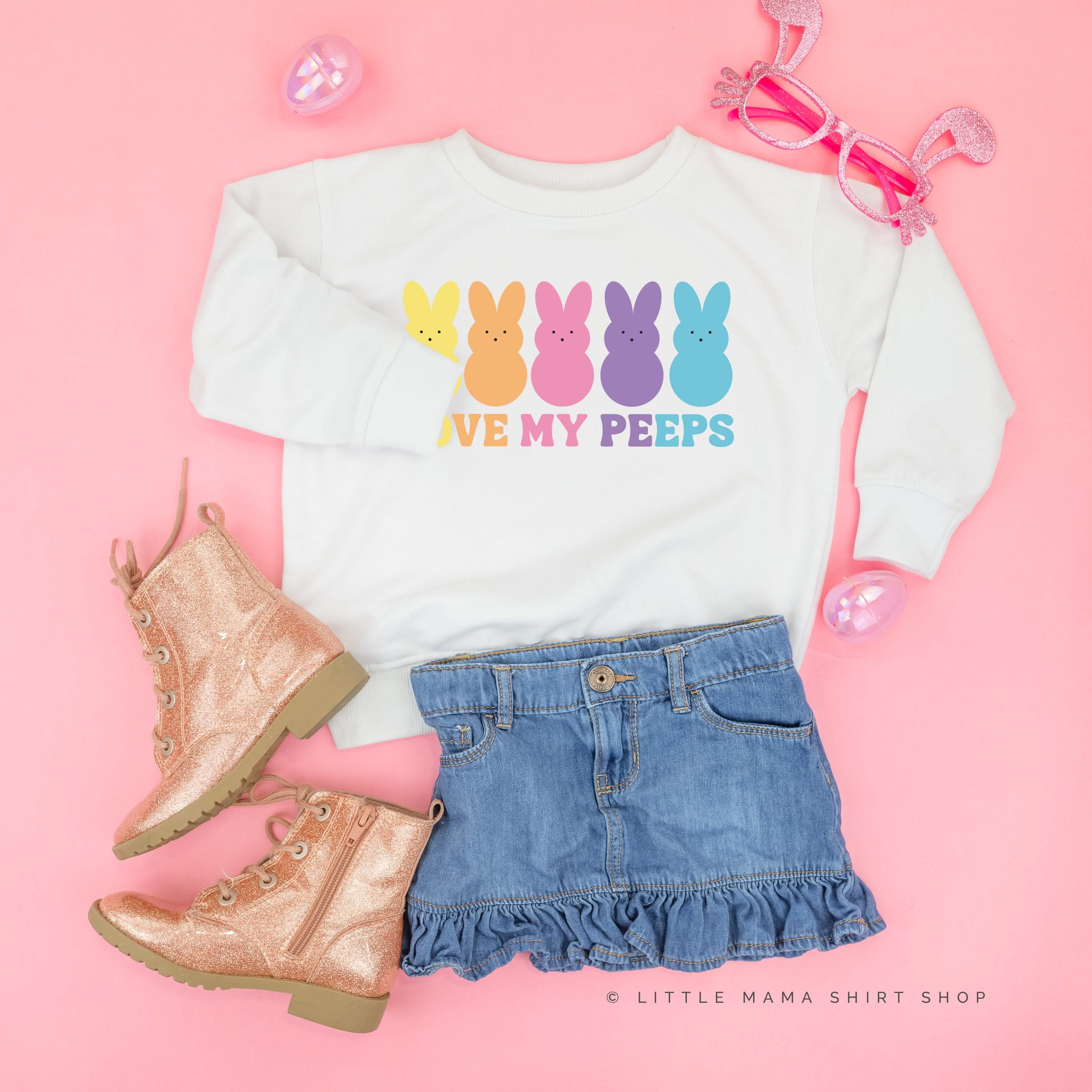 Love My Peeps - Neon - Child Sweater Little Mama Shirt Shop