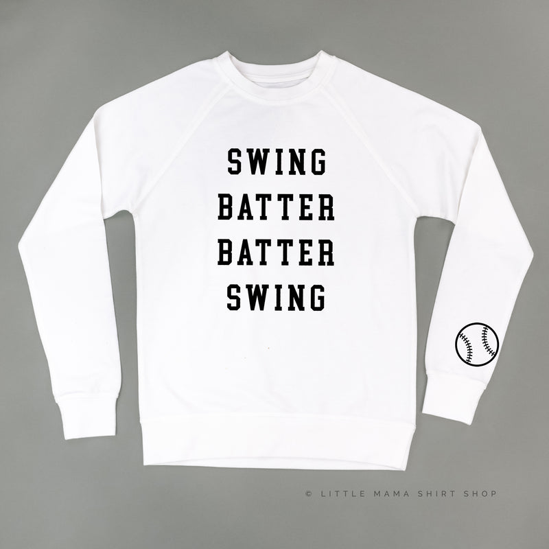 Swing Batter Batter Swing - Baseball Detail on Sleeve - Lightweight Pullover Sweater