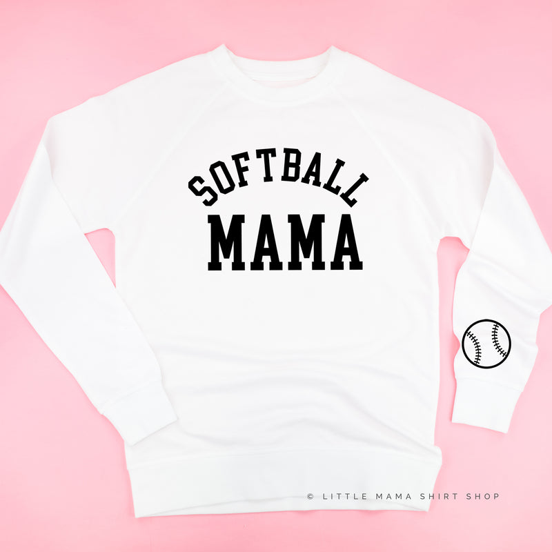 Softball Mama - Baseball Detail on Sleeve - Lightweight Pullover Sweater