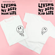 Living My Best Mom / Kid Life (w/ Melty Lightning Smileys) - Set of 2 Matching Shirts Little Mama Shirt Shop