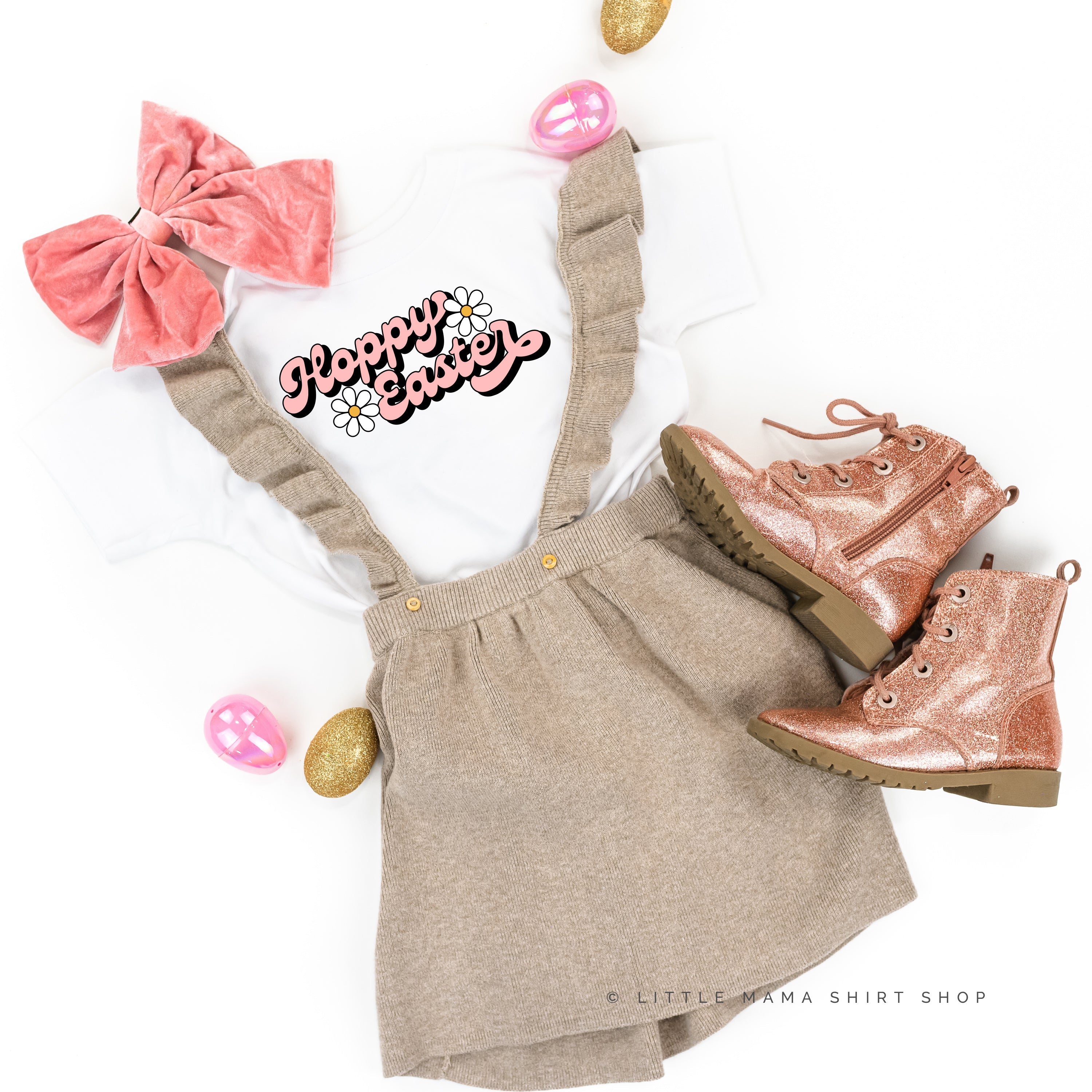 Hoppy Easter - Daisies - Child Tee Little Mama Shirt Shop