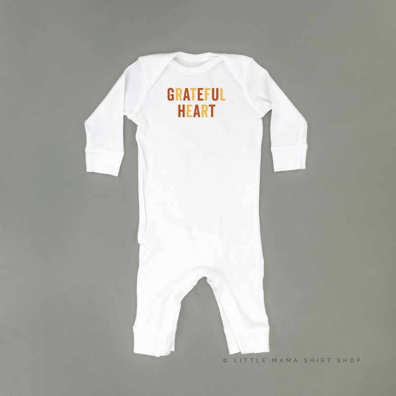 GRATEFUL HEART - BLOCK FONT - One Piece Baby Sleeper