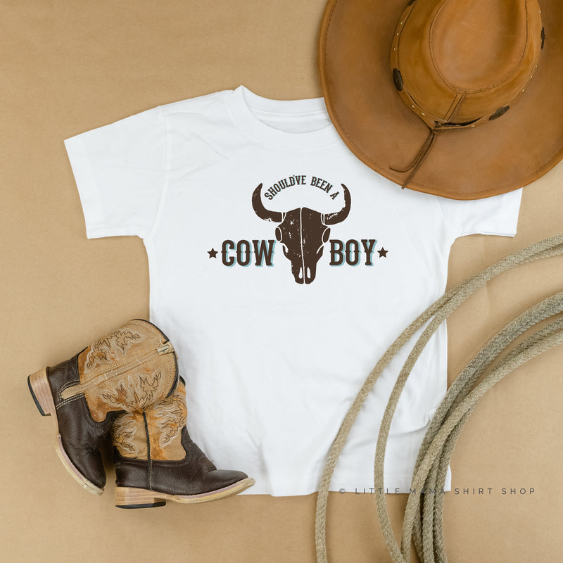 Should've Been a Cowboy - Distressed Design - Short Sleeve Child Shirt