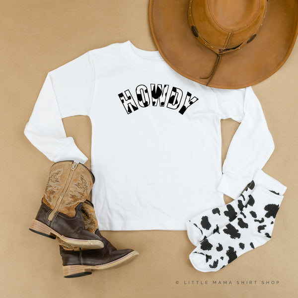 HOWDY - Cow Print - Long Sleeve Child Shirt