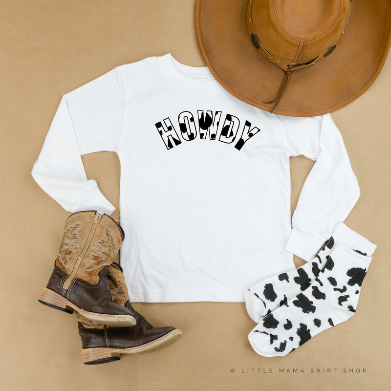 HOWDY - Cow Print - Long Sleeve Child Shirt