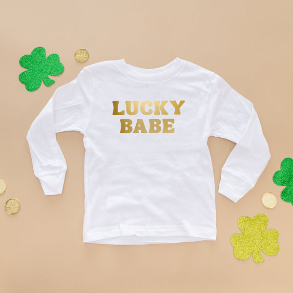LUCKY BABE (BLOCK FONT) - Long Sleeve Child Shirt
