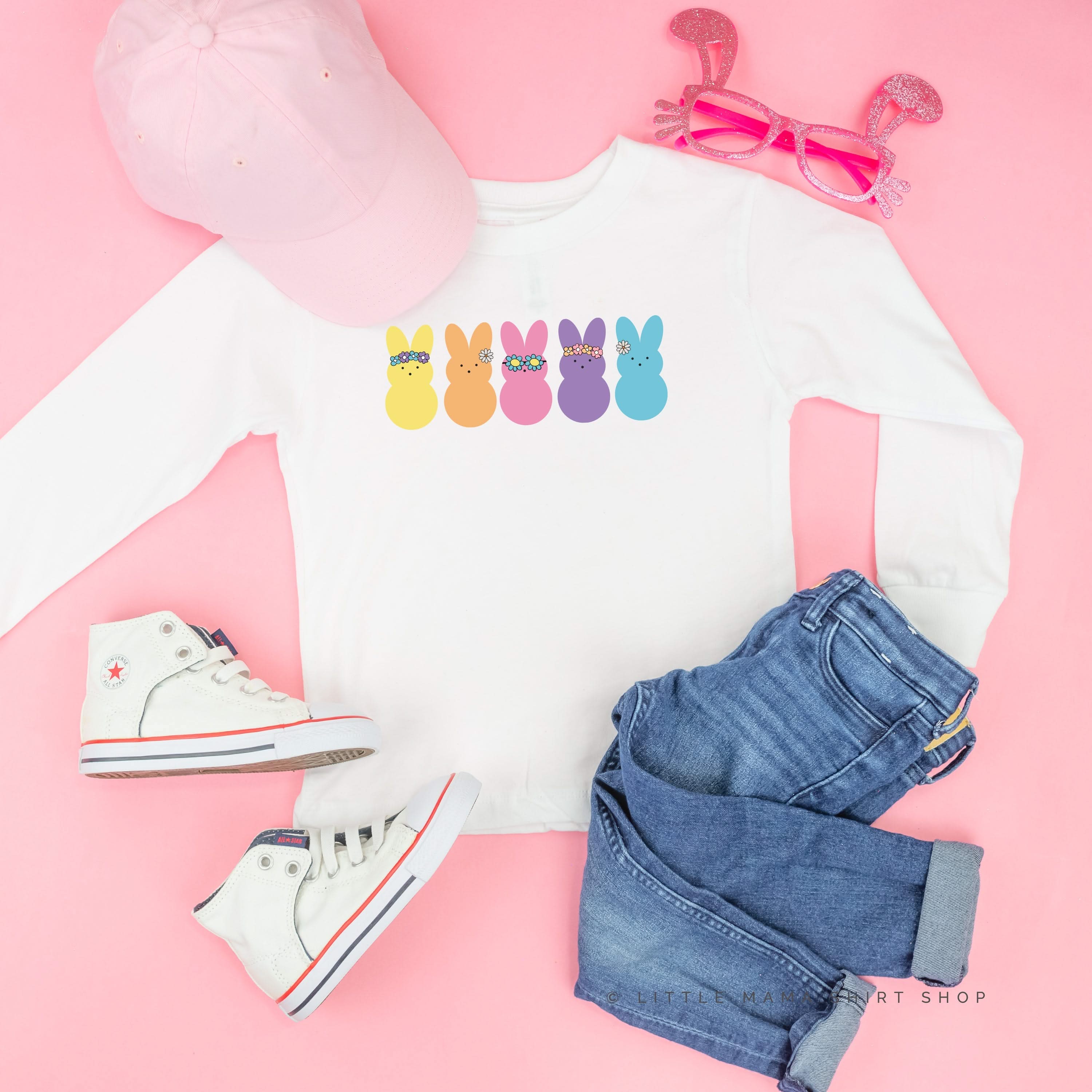 Floral Headband Neon Peeps - Child LONG SLEEVE Tee Little Mama Shirt Shop