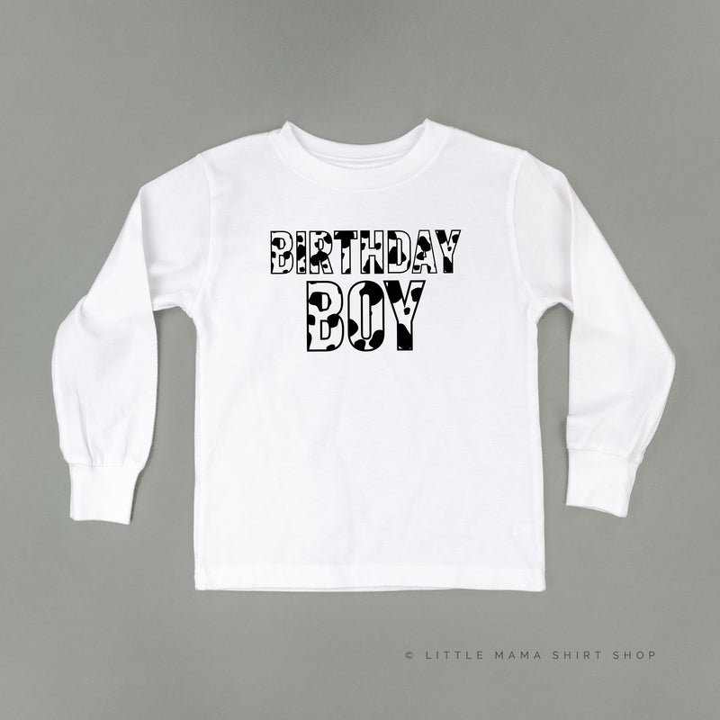 BIRTHDAY BOY - Cow Print - Long Sleeve Child Shirt