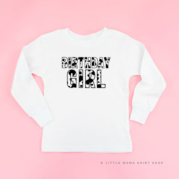 BIRTHDAY GIRL - Cow Print - Long Sleeve Child Shirt