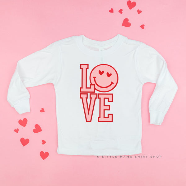 Love (Varsity) With Heart Eyes Smiley - Child LONG SLEEVE Tee