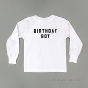 Birthday Boy - Block Font - Child Long Sleeve Tee