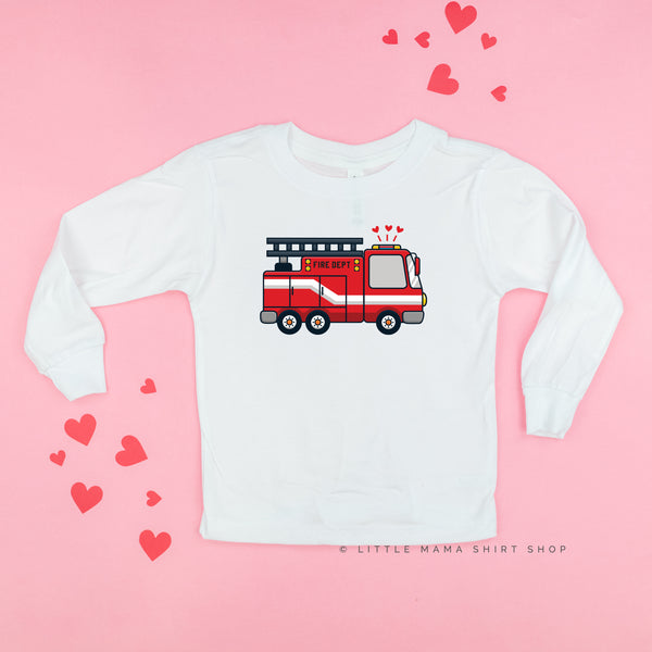 Fire Truck on Front w/ Love to the Rescue on Back - Long Sleeve Child Shirt