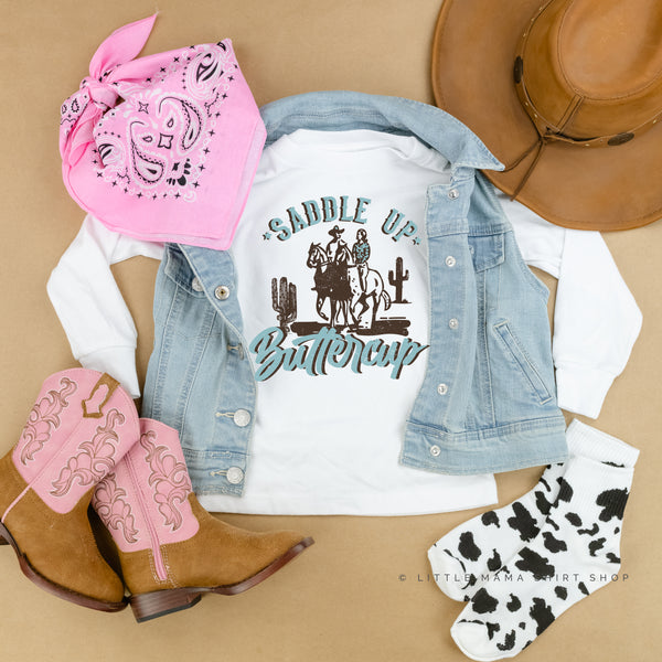 Saddle Up Buttercup - Distressed Design - Long Sleeve Child Shirt