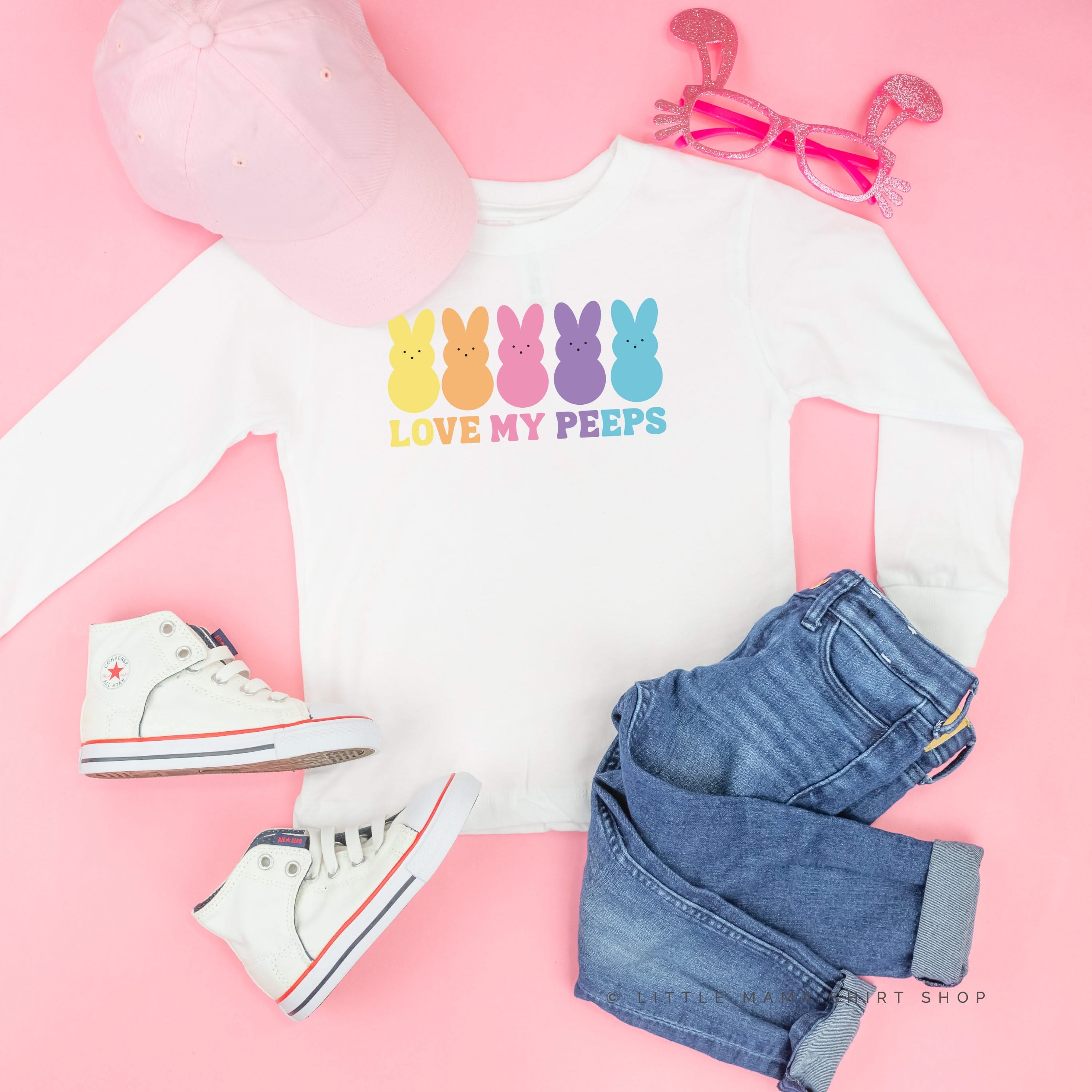 Love My Peeps - Neon - Child LONG SLEEVE Tee Little Mama Shirt Shop