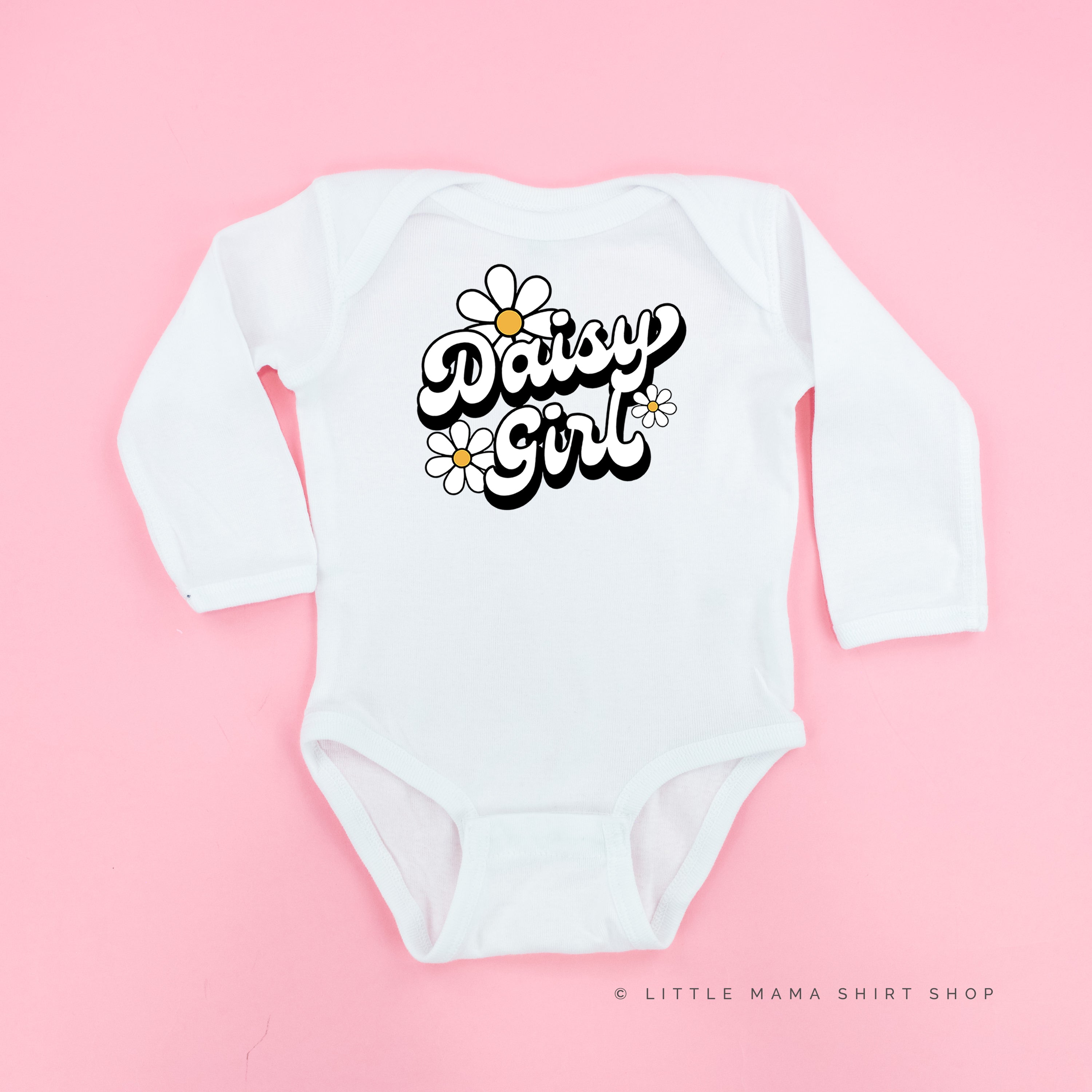 Daisy Girl - w/ Full Daisy on Back - Child Long Sleeve Tee Little Mama Shirt Shop