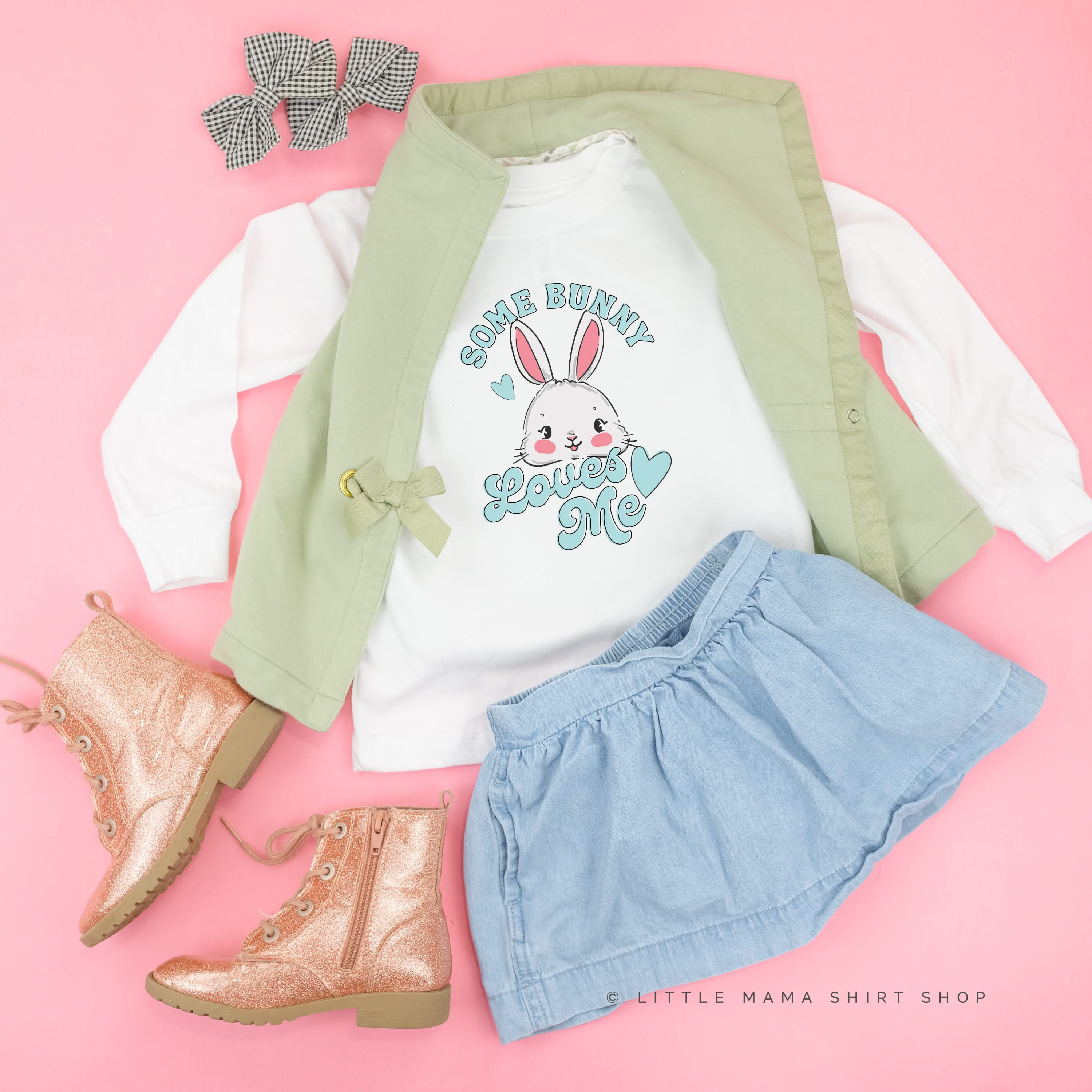 Some Bunny Loves Me - Child LONG SLEEVE Tee Little Mama Shirt Shop